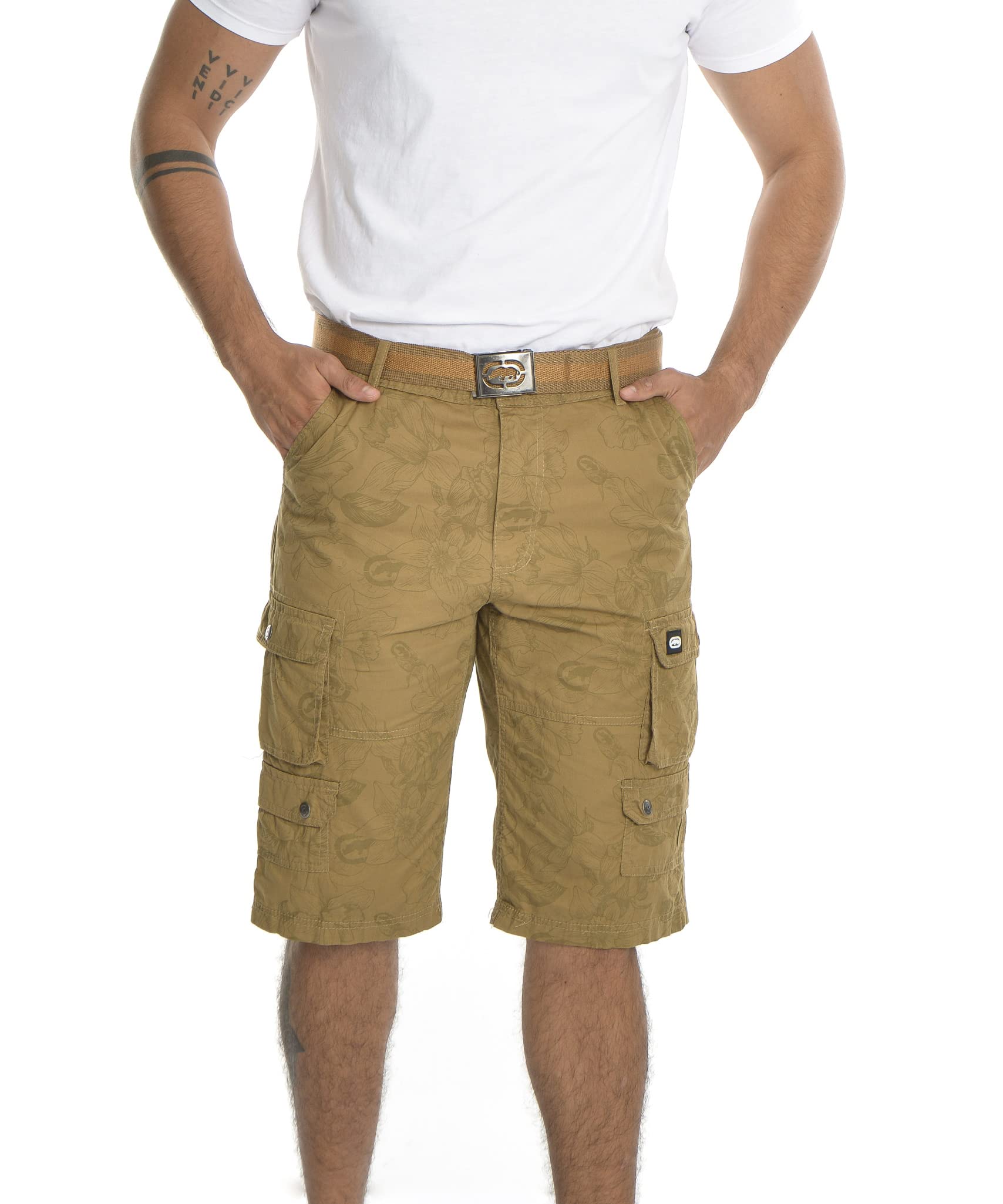Ecko Men's Cargo Shorts with Belt - Durable Twill Fabric for Outdoor Activities, Hiking & Casual Wear