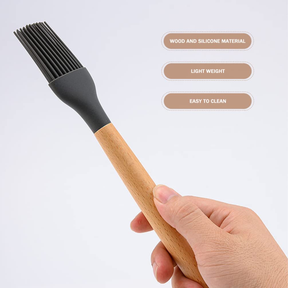 Hemoton 2-Piece Wooden Handle Silicone Basting Brush Set - Heat-Resistant Kitchen & BBQ Cooking Tool for Baking, Grilling, Pastry & Meat Basting - Perfect for Oils, Sauces & Marinades