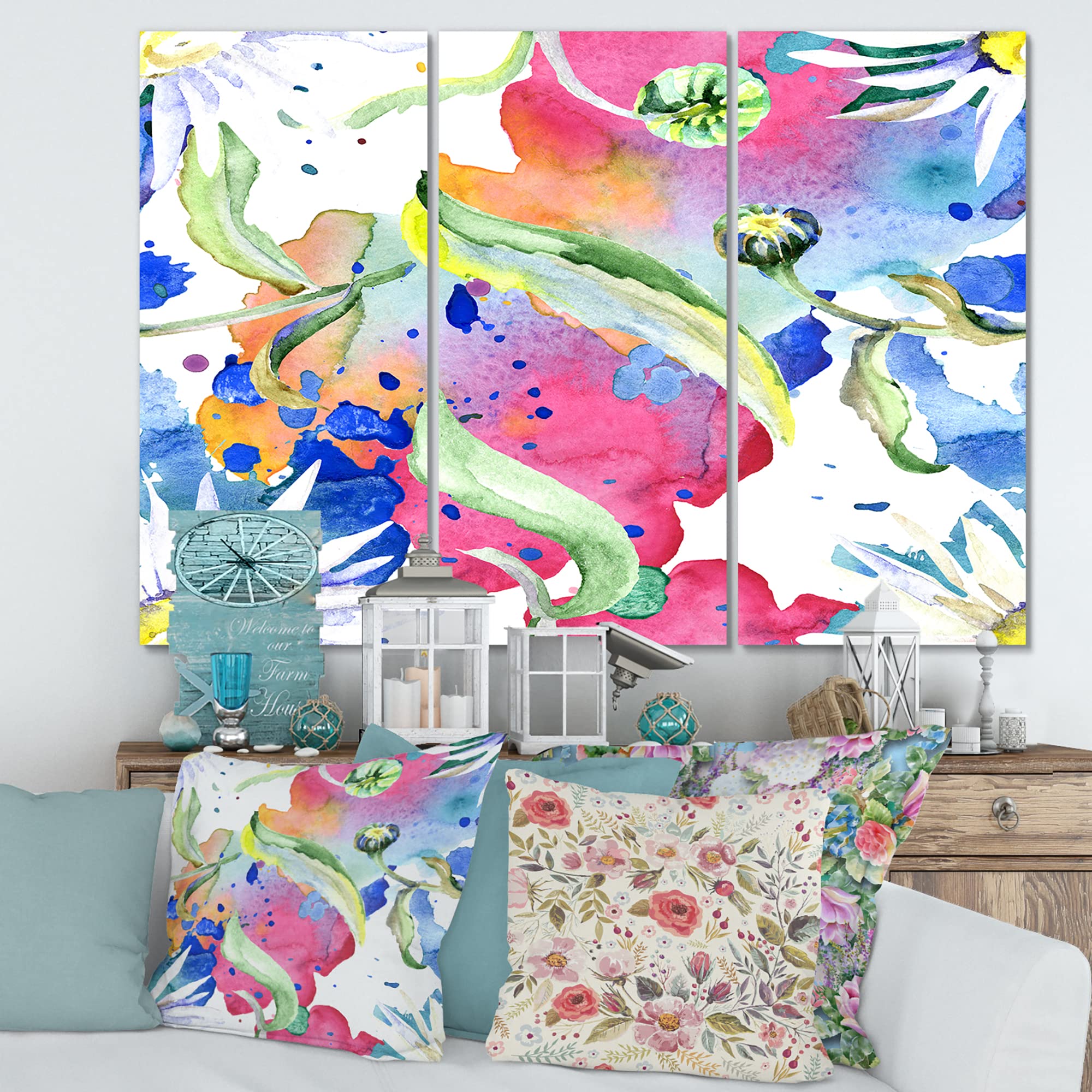 Iridescent Daisy Flowers Transitional Canvas Wall Art - Vibrant Home Decor for Living Room, Bedroom & Office - Perfect Gift for Housewarming & Weddings