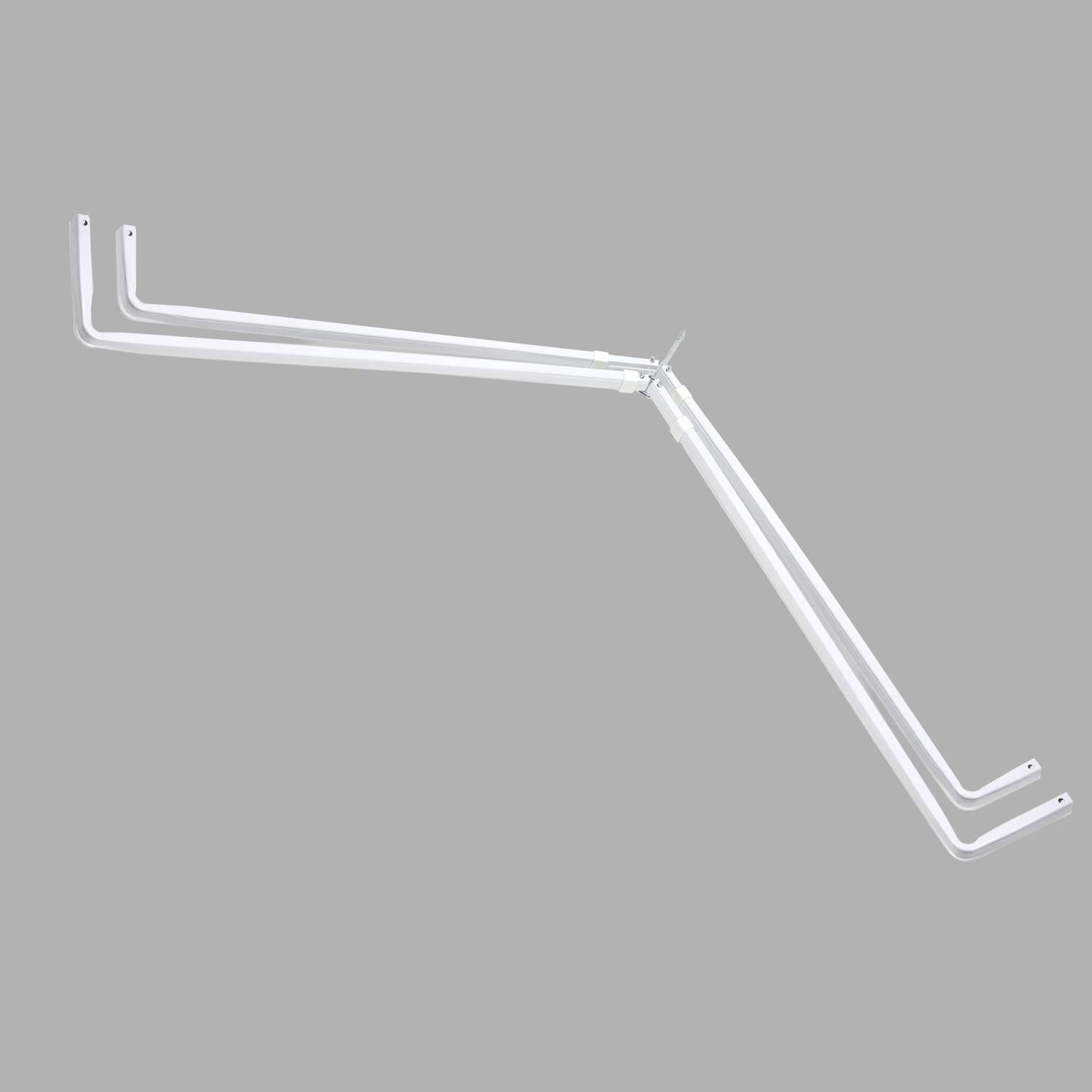 Lockseam Corner Window Double Curtain Rod - Adjustable Tension Rod for Bay Windows, Living Room & Bedroom Decor