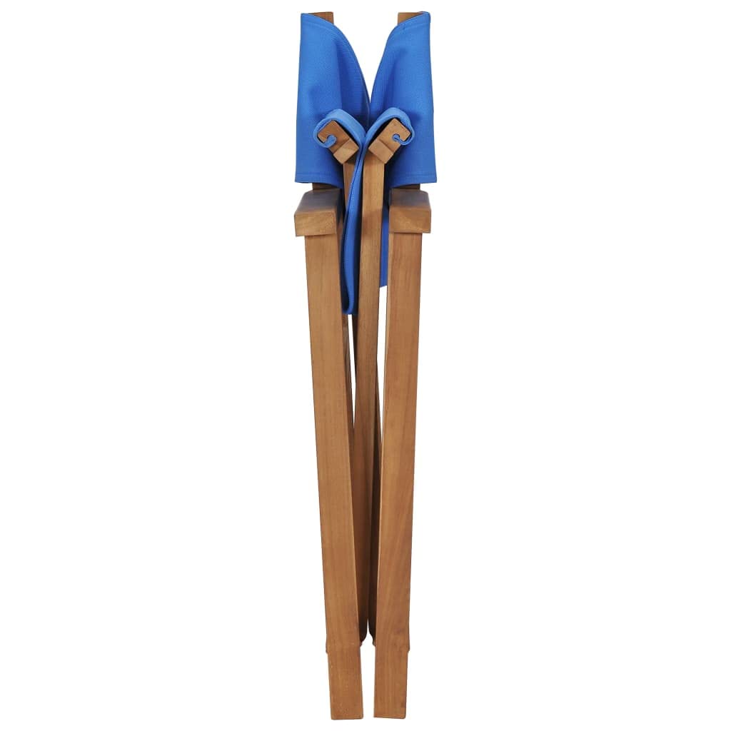 Premium Solid Teak Wood Director's Chair - Blue Modern Folding Chair for Dining Room, Kitchen, Living Room, Garden, Indoor & Outdoor Use - Perfect for Home, Restaurant, Patio and Event Seating