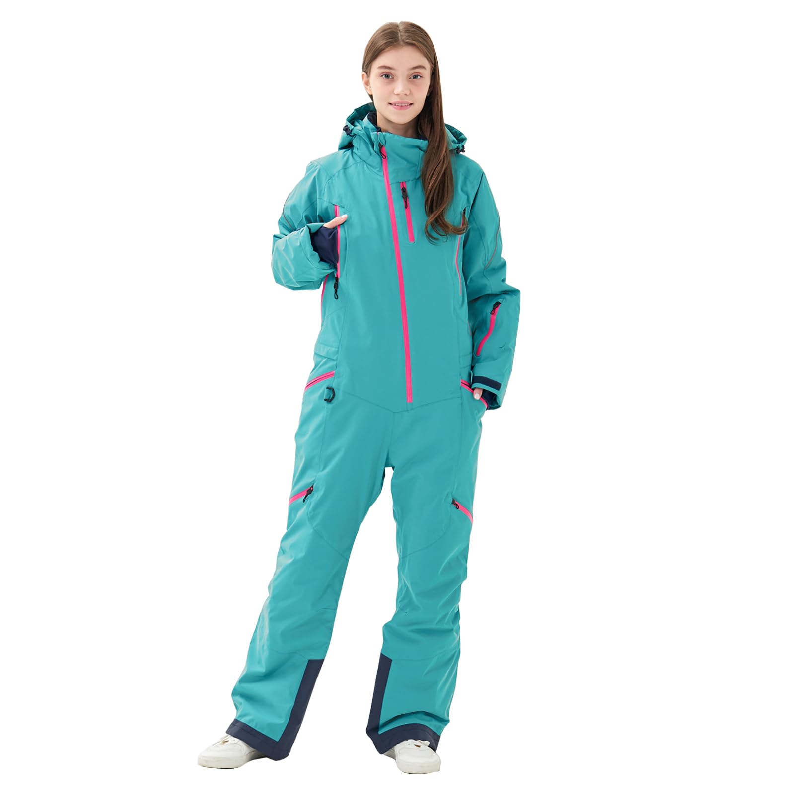 Women's Windproof Waterproof Ski Suit - Thermal Breathable Snow Jumpsuit with Detachable Hood for Skiing, Snowboarding & Winter Sports | Perfect for Ski Resorts, Snowy Adventures & Cold Weather Activities