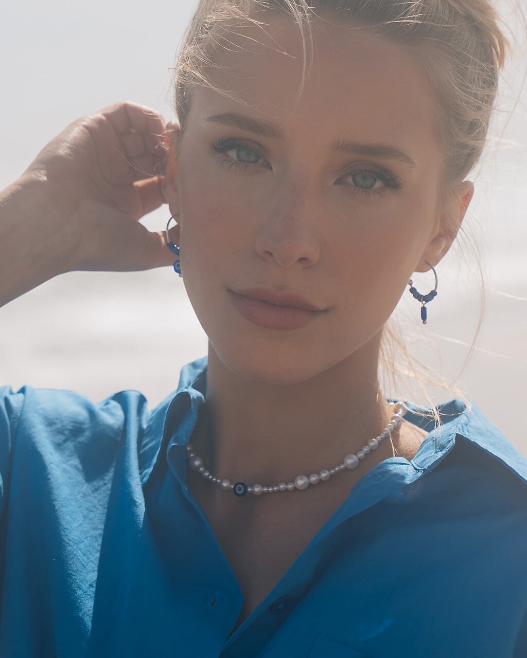 Sibyl Evil Eye Beaded Hoop Earrings for Women - Stylish Protection Jewelry for Everyday Wear, Gift for Her, Boho Chic Accessories for Parties & Travel
