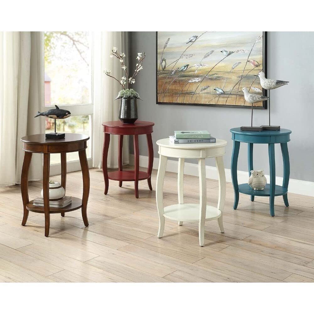 Modern Design Portici Wooden Accent Side Table - Antique White Finish - Perfect for Living Room, Bedroom, or Office Decor