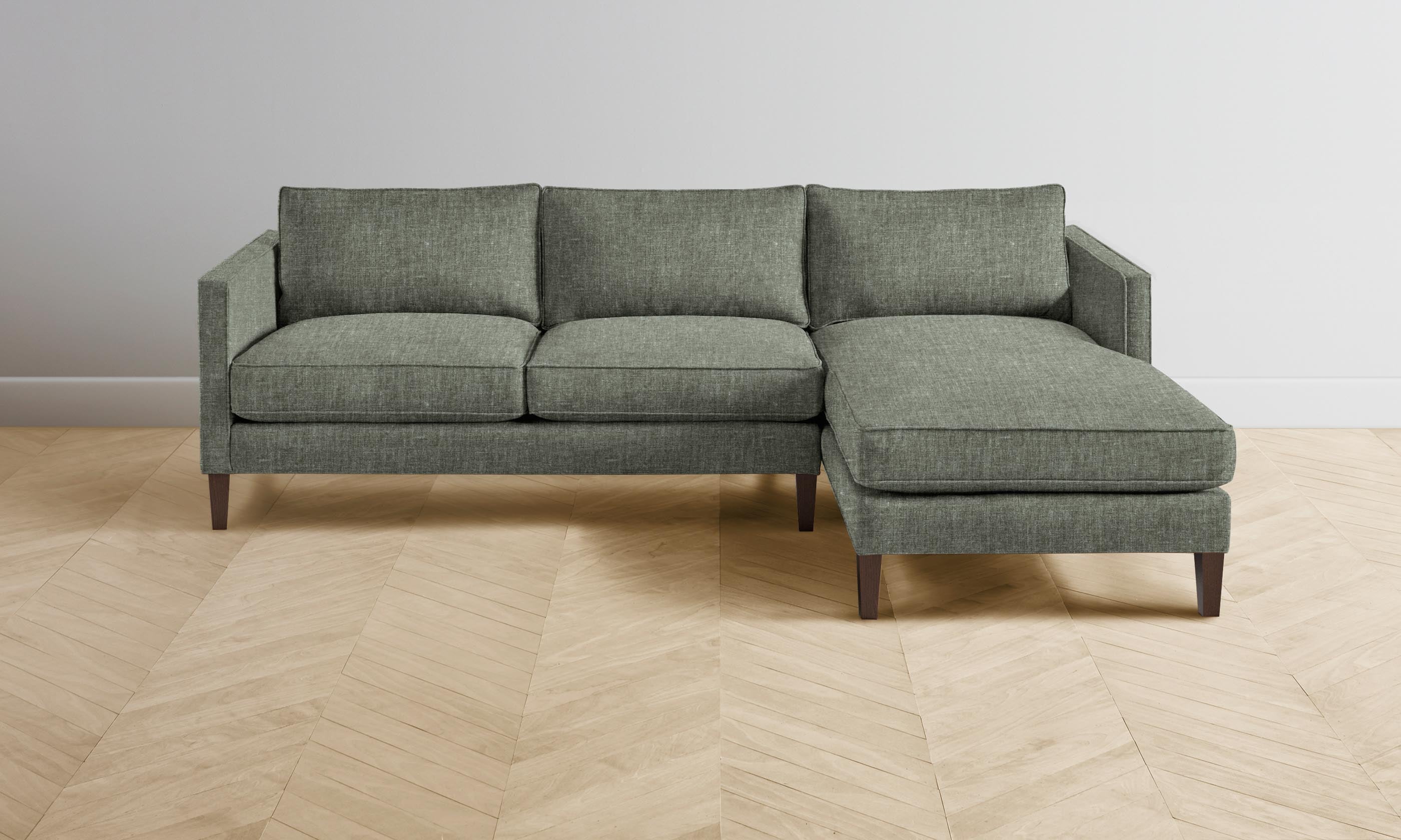 Crosby Sectional Sofa with Heritage Belgian Linen Upholstery in Thyme - Perfect for Living Room, Lounge & Family Room Comfort