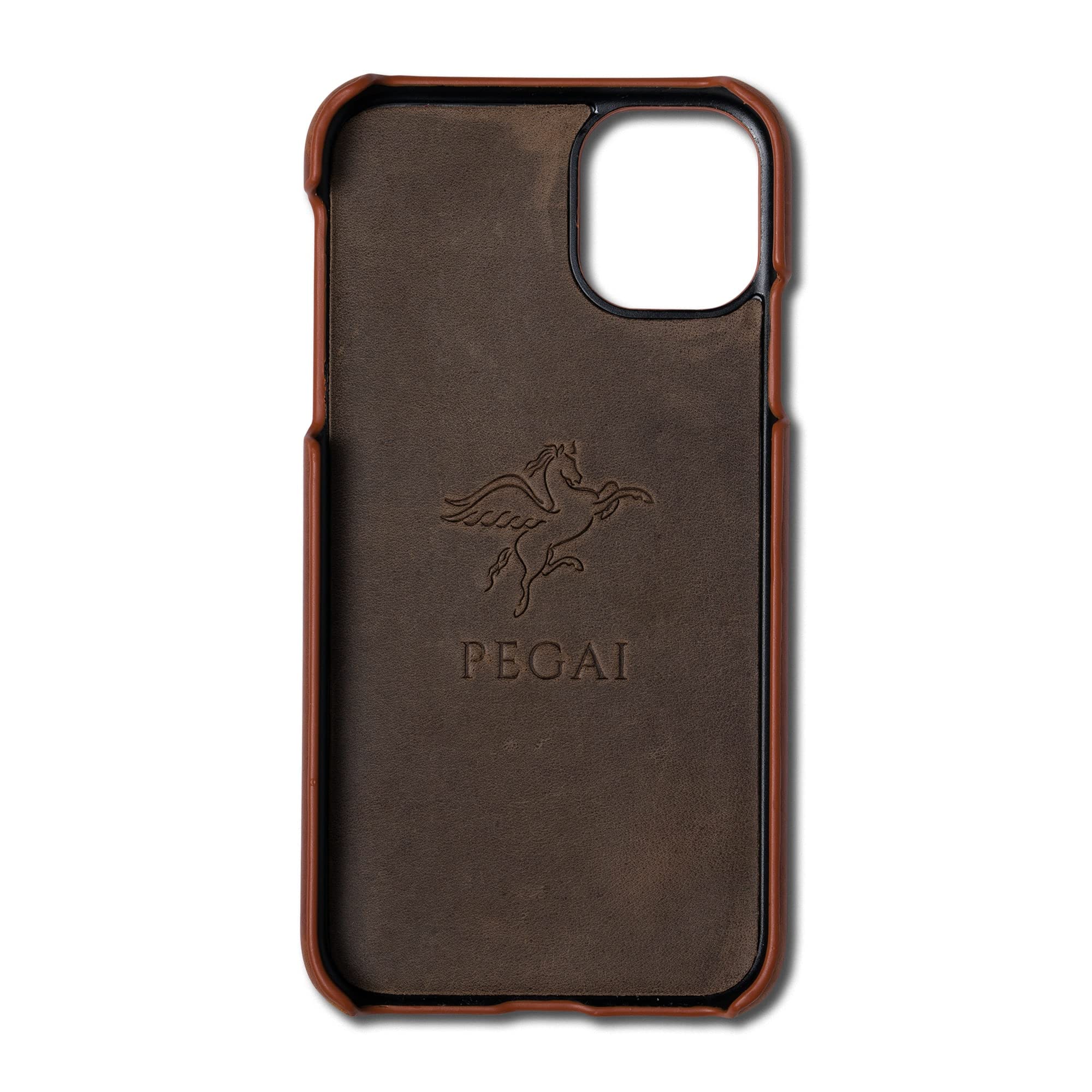 Premium PEGAI Handmade Full Grain Leather Phone Case for iPhone 11/12/13 Pro Max - Artisan Crafted, Wireless Charging Compatible (Excludes MagSafe) - Whiskey Brown DEAN Series - Perfect for Business Professionals & Luxury Gift Giving