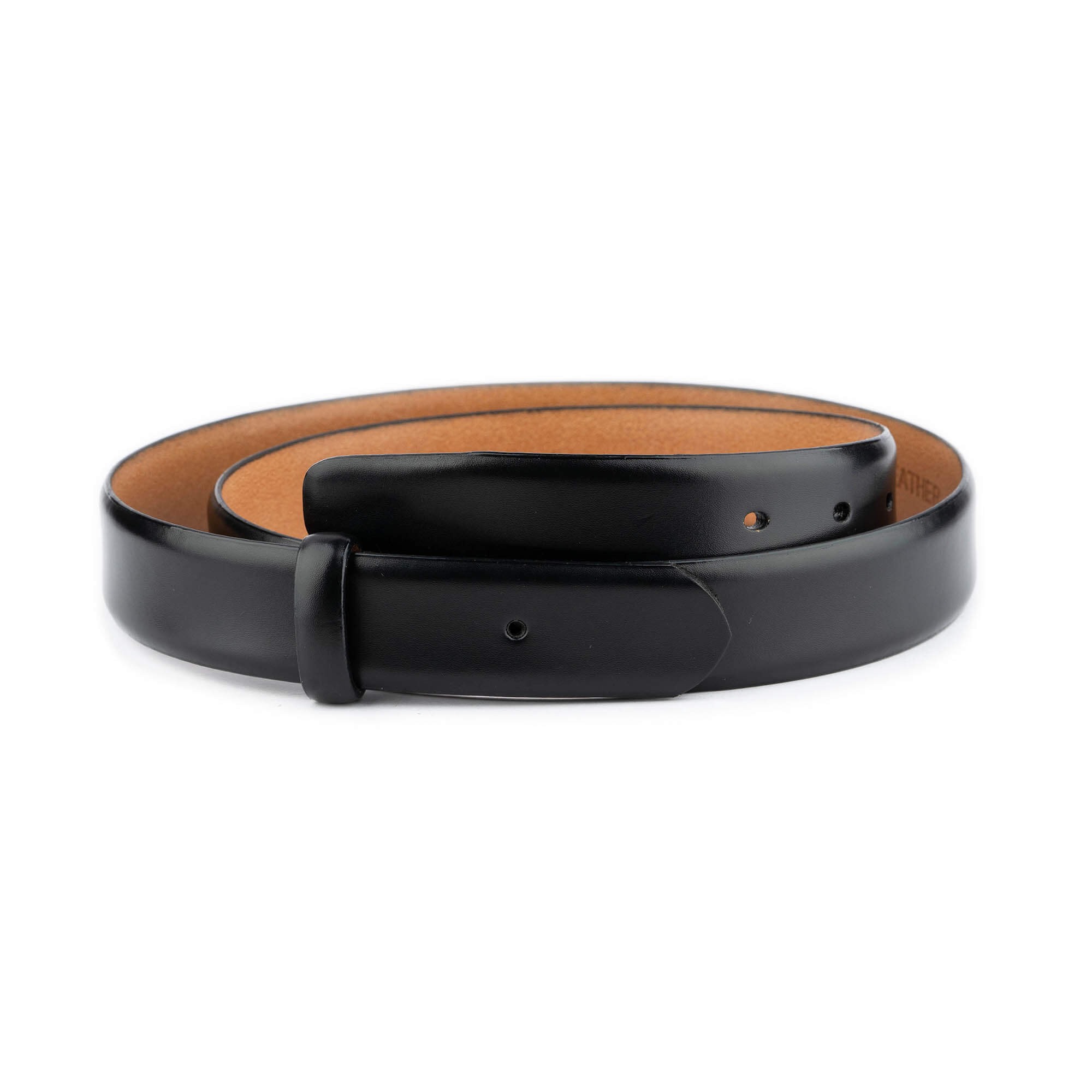 3.0 cm Black Genuine Leather Belt Strap - Replacement for Dunhill Buckles with Pre-Punched Holes | Premium Dress Belt for Men, Business & Formal Occasions