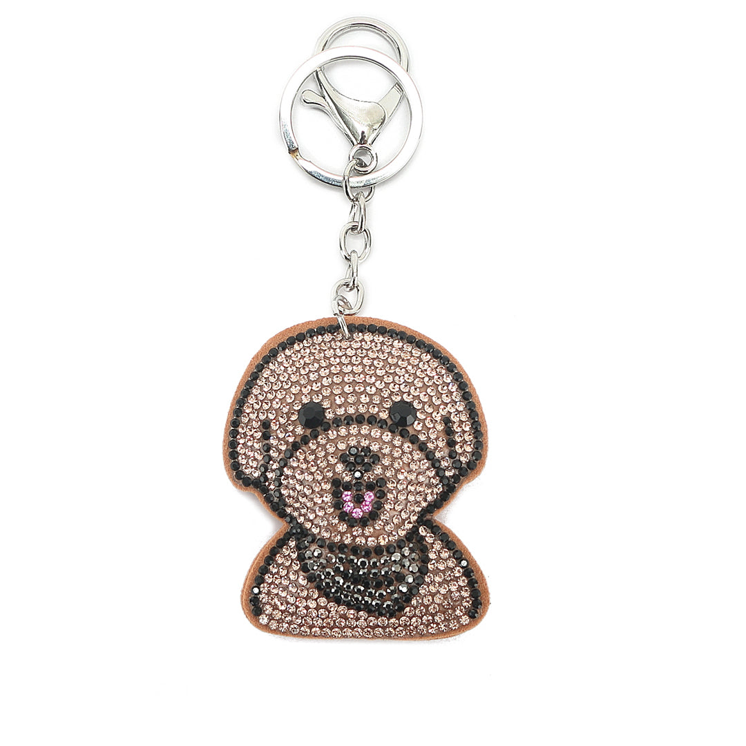 Crystal Dog Bag Charm - Elegant Brown Accessory for Handbags, Backpacks & Keychains | Perfect Gift for Pet Lovers