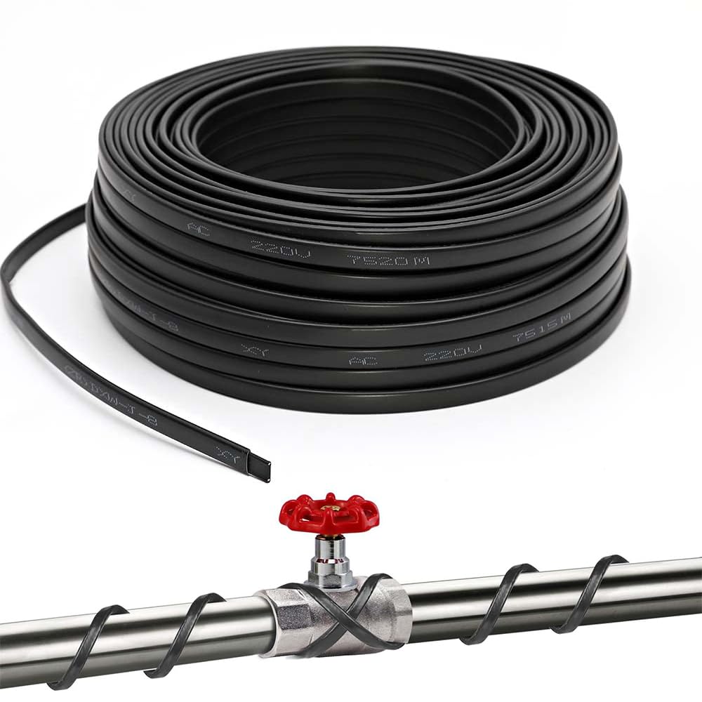 Heat Tape for Water Pipes - Self-Regulating Deicing Heating Cable (120V 8W/ft) - Freeze Protection for Roof Gutters & Pipes - Perfect for Winter Home & RV Pipe Maintenance