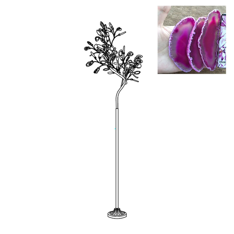 Modern Agate Floor Lamp with Wood Base - Natural Stone Decor for Living Room, Bedroom & Office - Warm Ambient Lighting for Home & Workspace