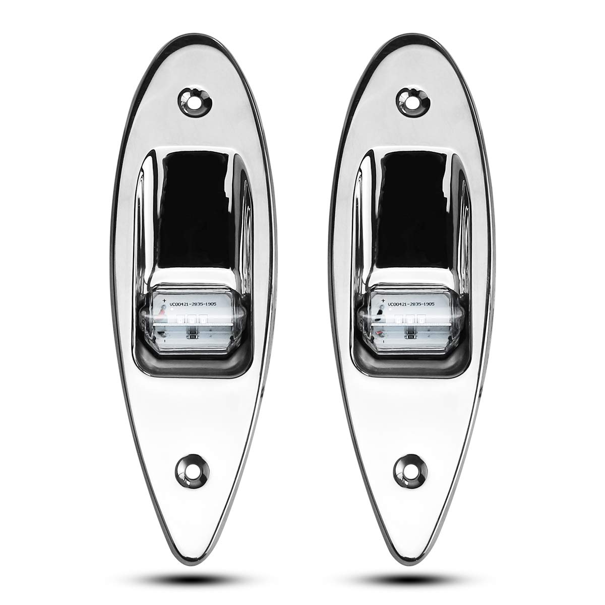 12V Waterproof LED Marine Navigation Lights - Red & Green Flush Mount Bow Lights for Boats, Pontoon, Skiff, Fishing Boats | Durable Shark Eye Teardrop Design for Safe Night Navigation