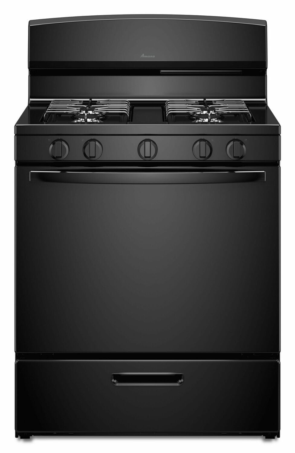 Amana AGR4230BAB 30 Inch Black Gas Range with Easy-Access Broiler Door - Perfect for Home Kitchens & Small Restaurants