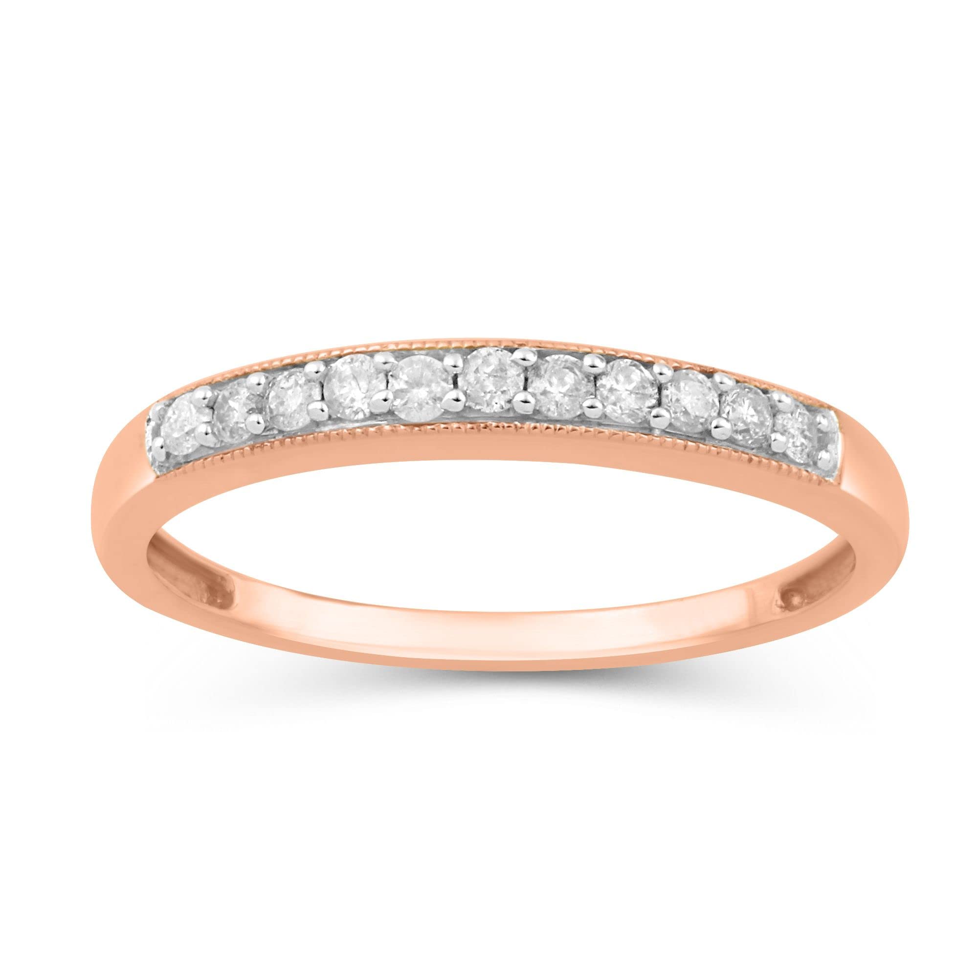 10K White/Yellow/Rose Gold 1/6 Cttw Diamond Anniversary Ring for Women - Elegant Wedding Band, Promise Ring & Gift for Her (Perfect for Anniversaries, Engagements & Special Occasions)