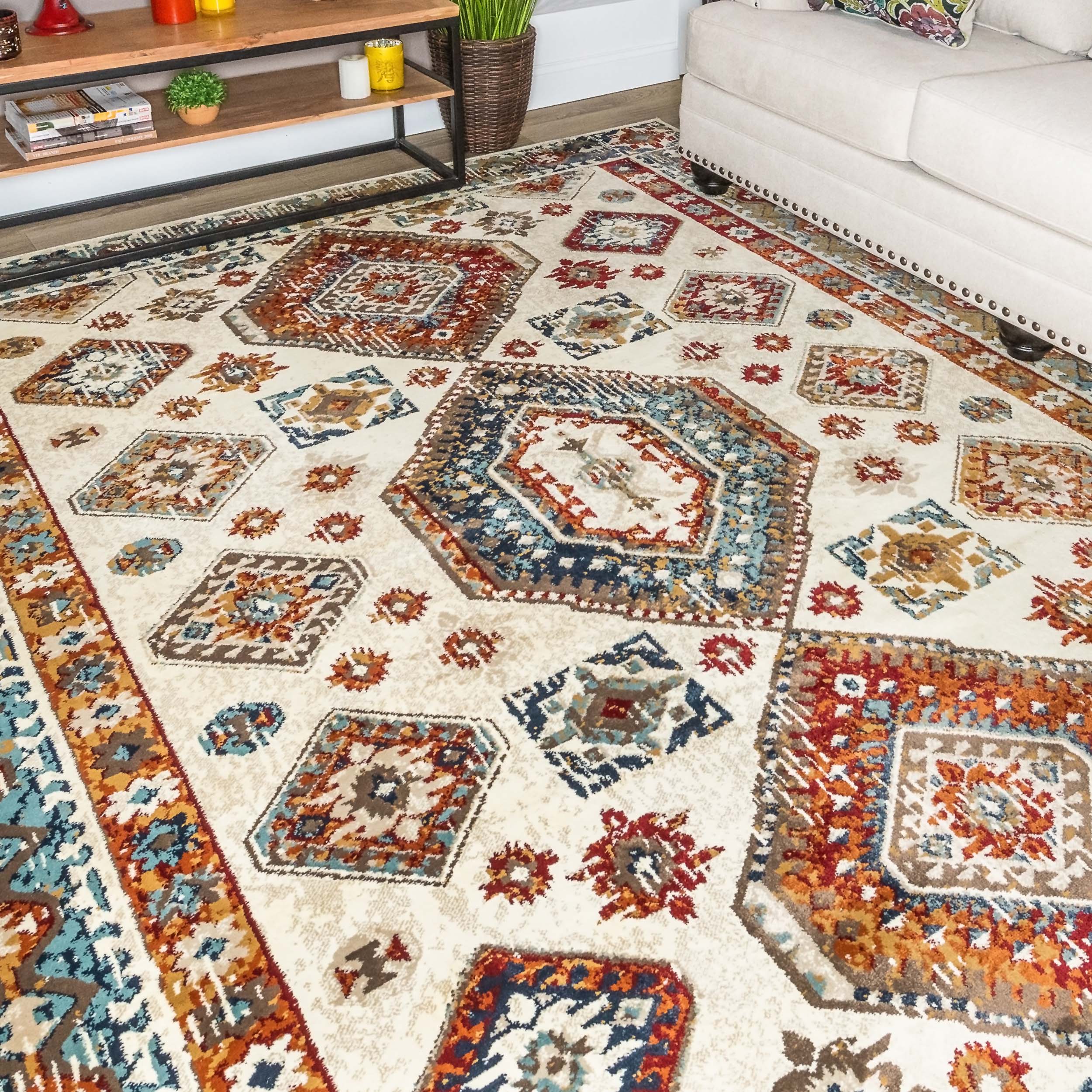Taimak Aztec Geometric Indoor Sangria Southwestern Area Rug - Southwestern Style Handmade Rug for Living Room, Bedroom, or Dorm Decor