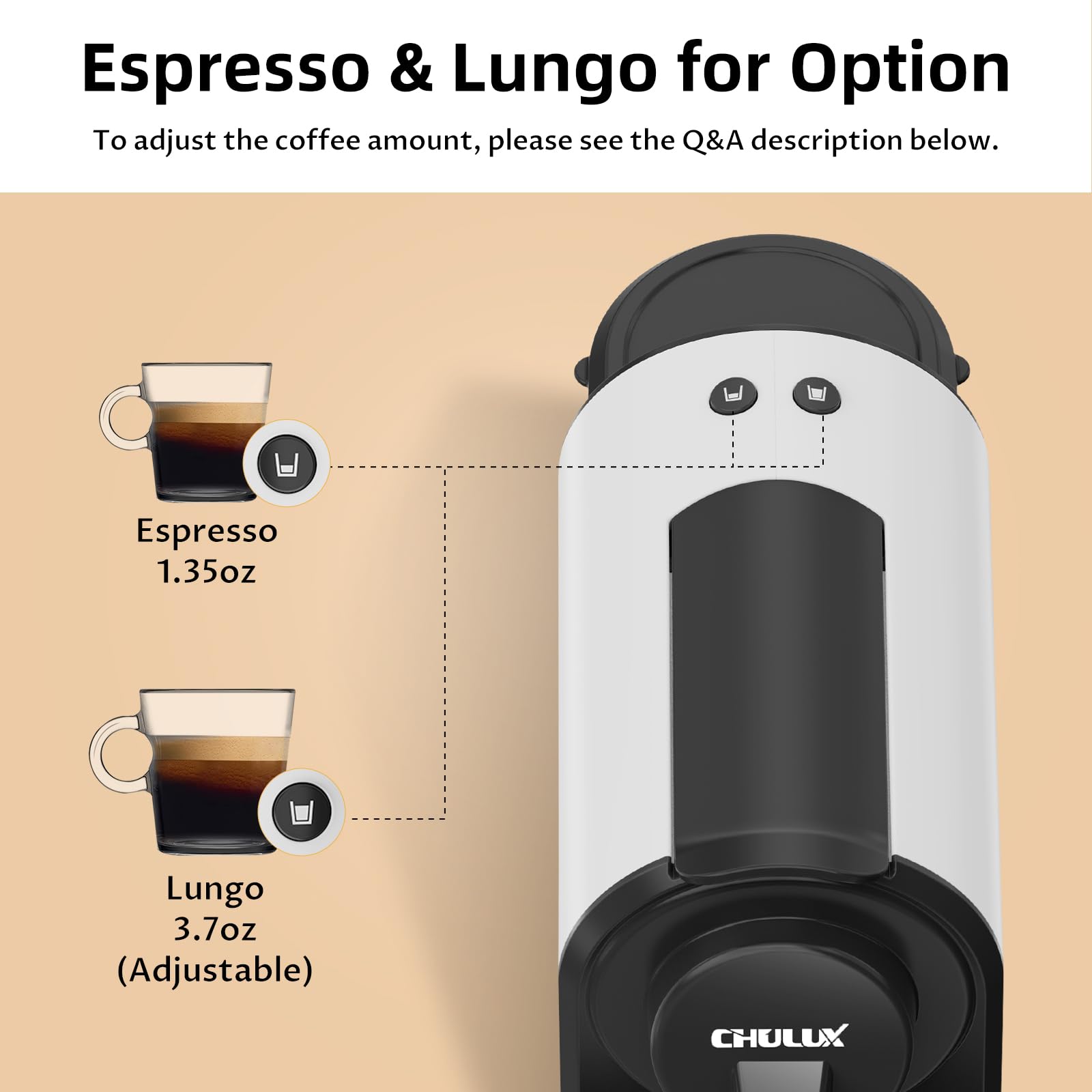 CHULUX Bafè-Pro Mini Espresso Machine for Nespresso Original Capsules - 20 Bar Pressure Single Serve Coffee Maker with Silver Drip Tray - Perfect for Home, Office & Small Spaces - Makes Rich Espresso & Lungo Coffee