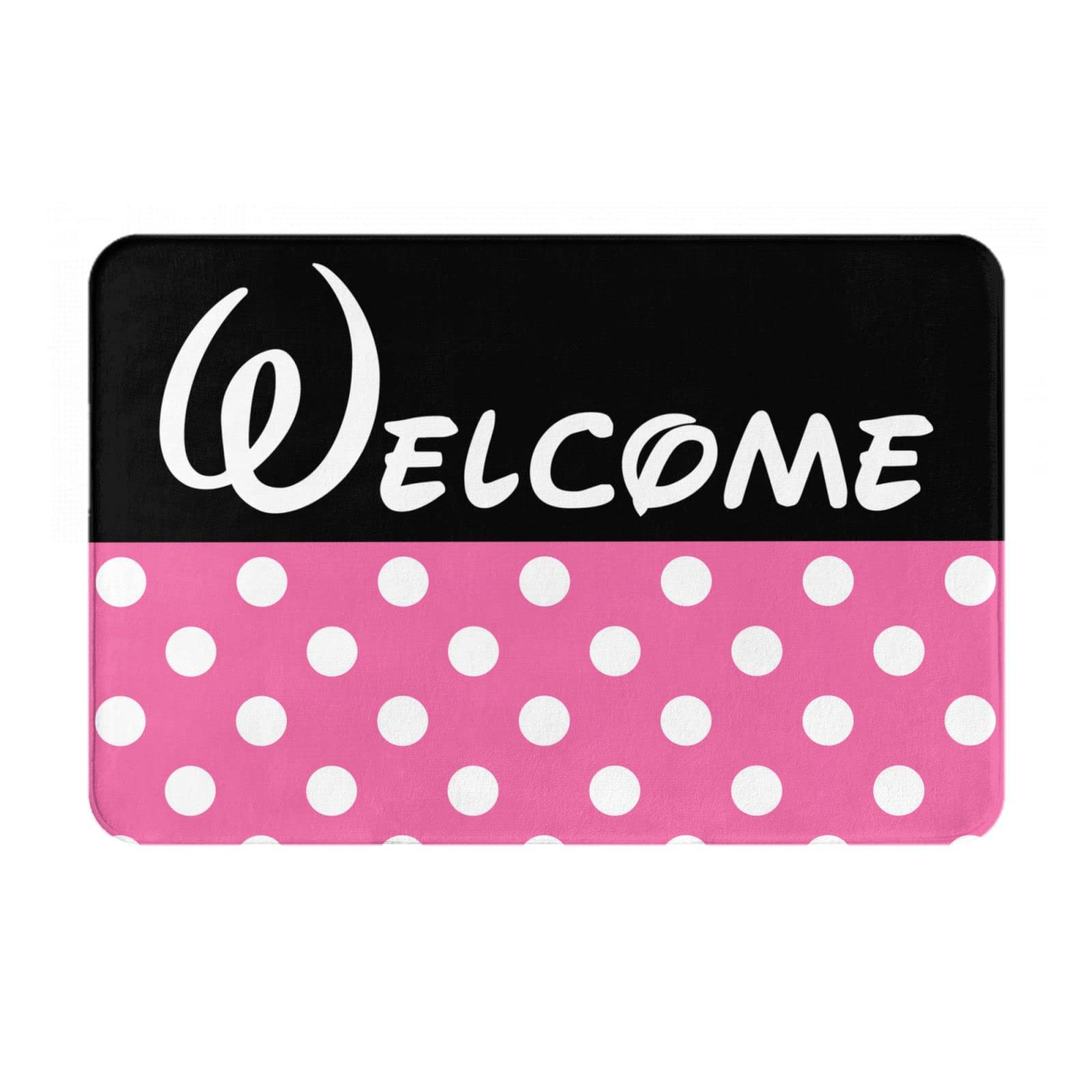 Non-Slip Pink Polka Dot Door Mat - Absorbent Indoor Doormat for Home, Bedroom, Kitchen & Bathroom - Perfect for Entryways, Bathroom Floors & High-Traffic Areas