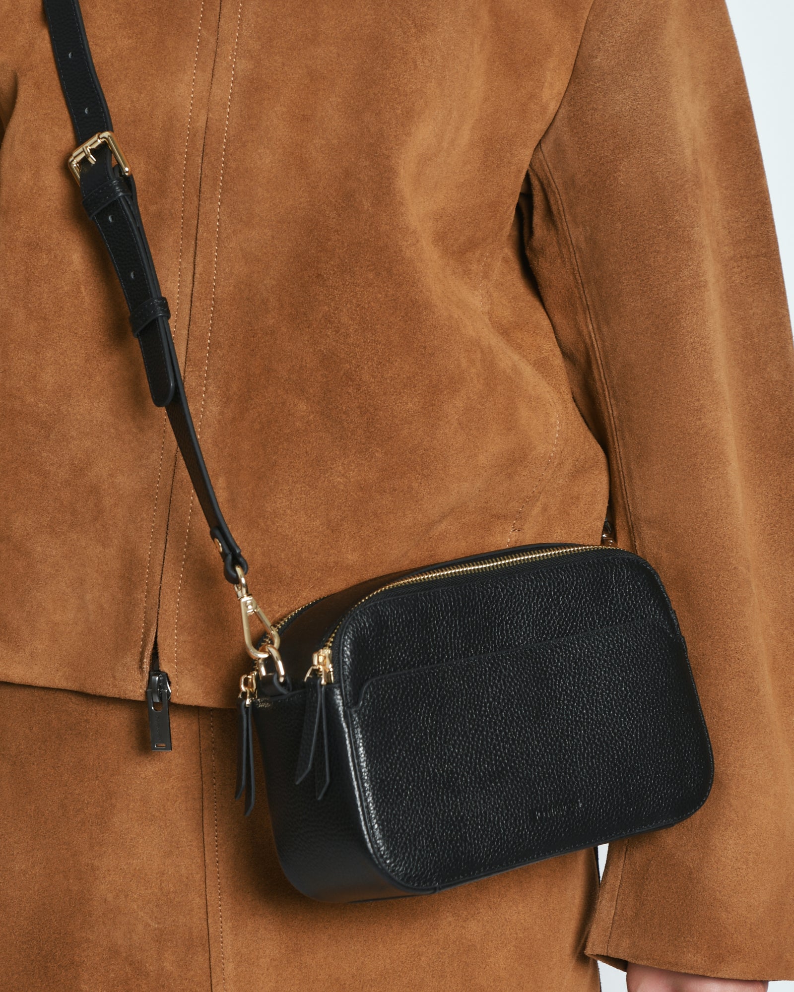 Phoebe Black Leather Crossbody Bag for Women - Stylish & Durable Everyday Purse for Work, Travel & Shopping