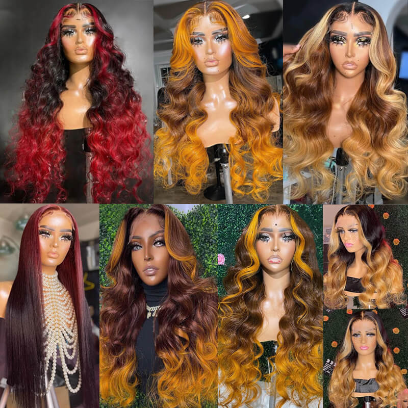 Eullair Ombre Brown Ginger Red Blue Human Hair Lace Front Wig | TikTok Viral Hair | Perfect for Cosplay, Parties & Daily Wear
