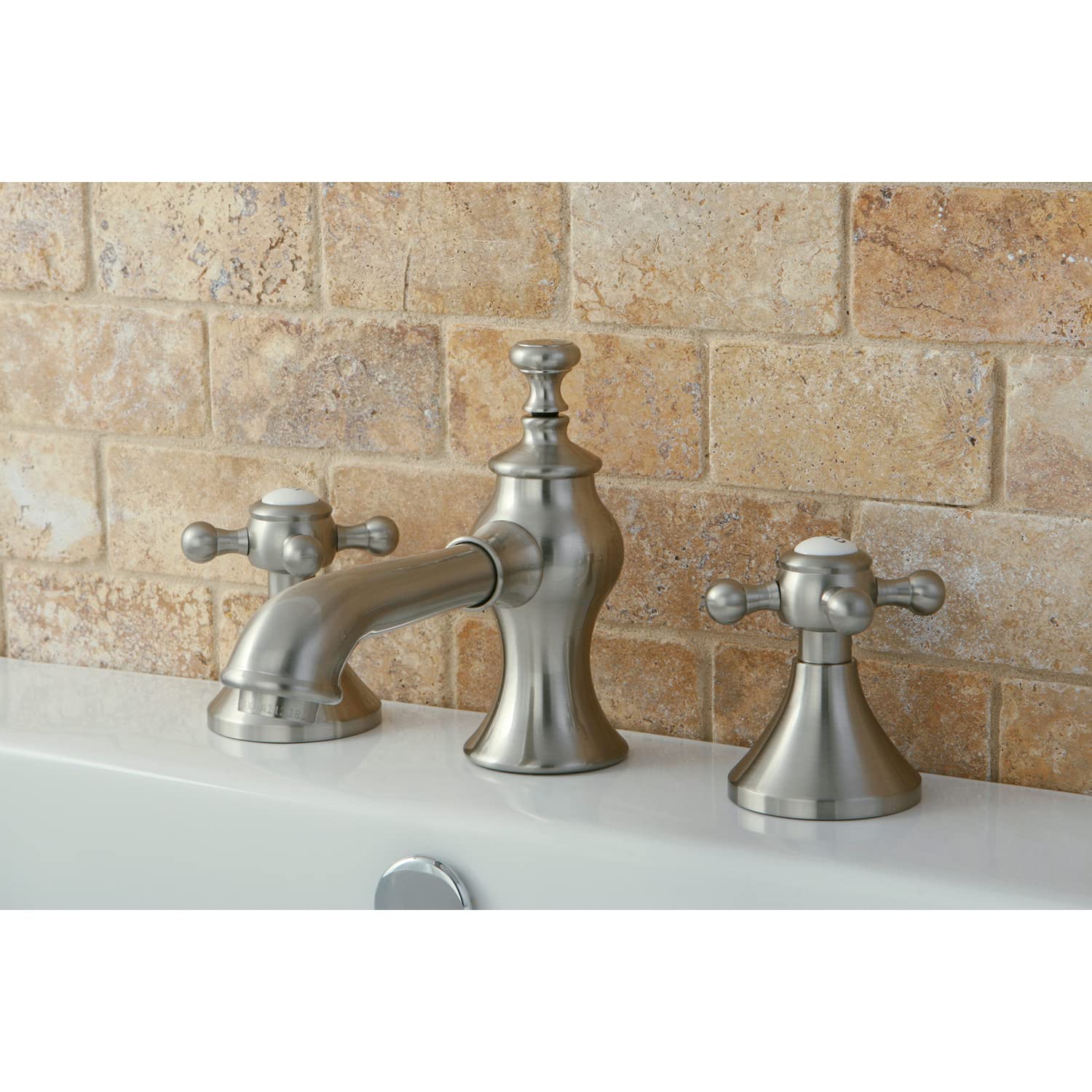 Kingston Brass KC7068BX 8-Inch Widespread Bathroom Faucet with Pop-Up Drain - Brushed Nickel Finish - High Arc Spout Design for Modern Vanities - Perfect for Home, Hotel & Commercial Use