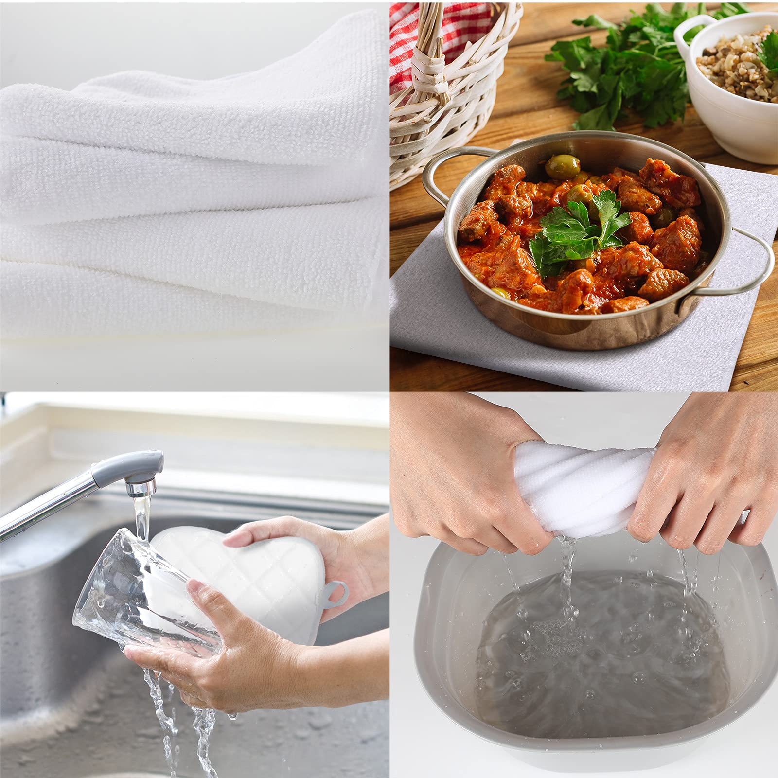 10-Piece Sublimation-Ready Oven Mitt Set - 2 Heat Resistant Gloves, 2 Hot Pads, 2 Kitchen Towels & 4 Dish Towels - DIY Customizable Kitchen Accessories for Baking, Cooking & Home Decor (White)