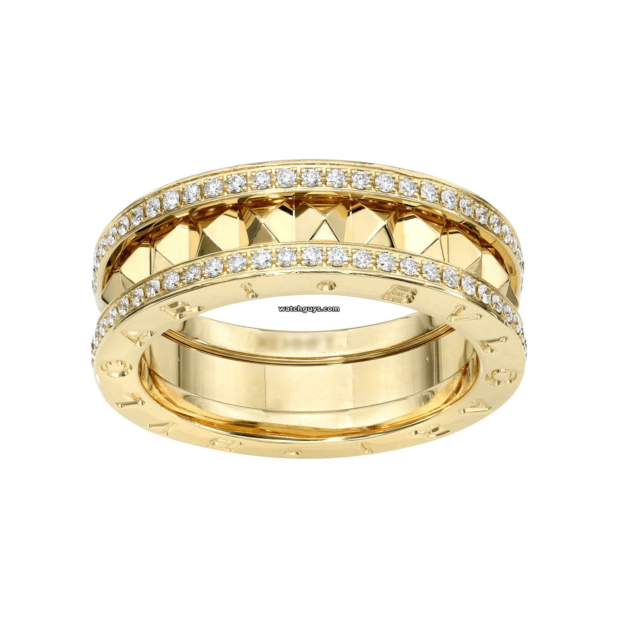 Bvlgari B.Zero1 Rock Diamond Yellow Gold Ring for Women - Luxury 18K Gold Fashion Jewelry Gift for Anniversary, Valentine's Day & Special Occasions