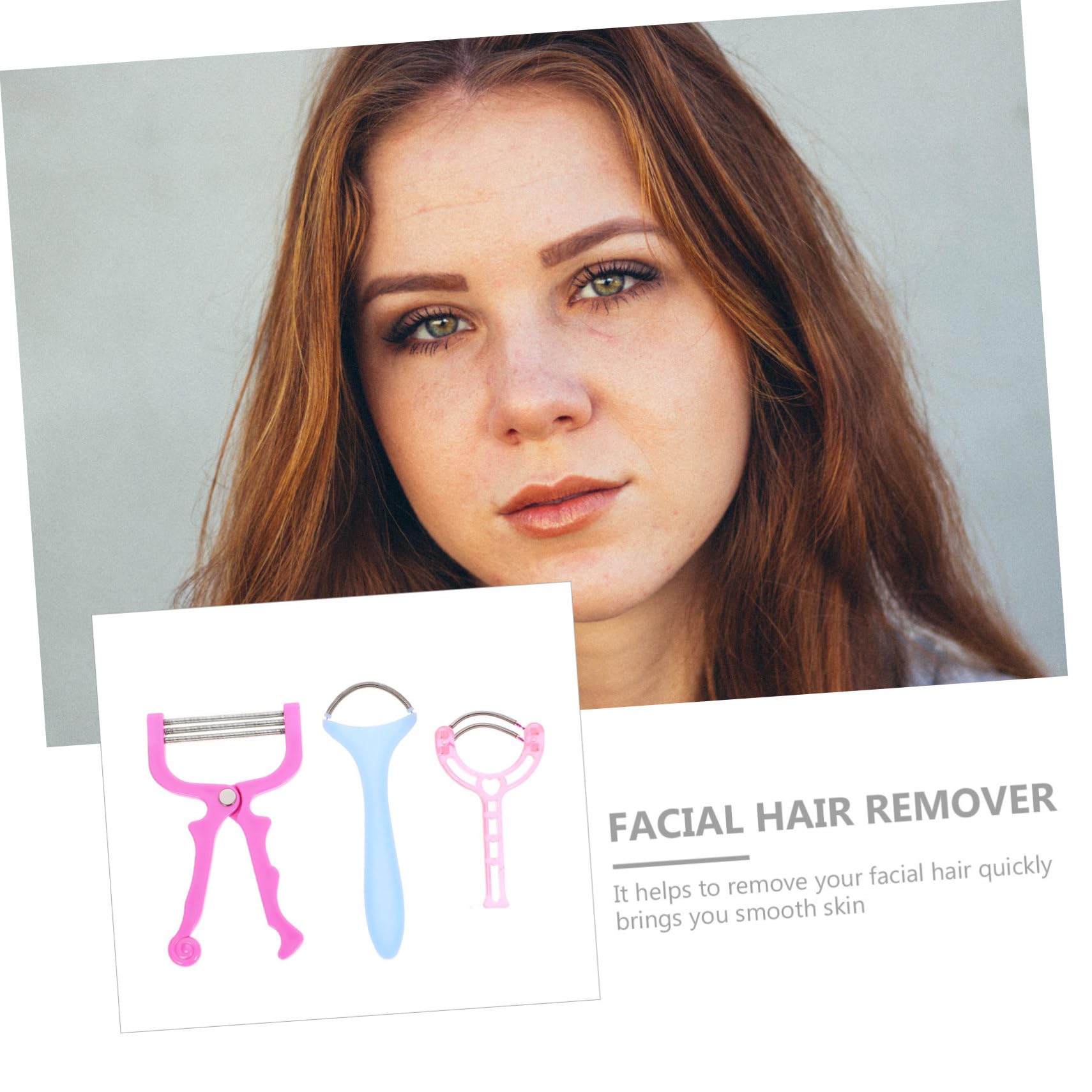 3PCS Facial Hair Remover Spring for Women - Chin, Lip & Face Hair Epilator - Stainless Steel Hair Trimmer & Tweezers - Perfect for Smooth Skin at Home or Travel