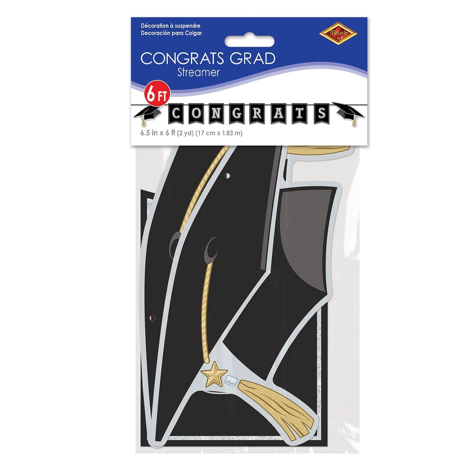 12 Pack Beistle Congrats Grad Graduation Party Streamers - Colorful Decorations for Graduation Ceremonies, Parties & Celebrations - Perfect for High School, College & University Graduation Events