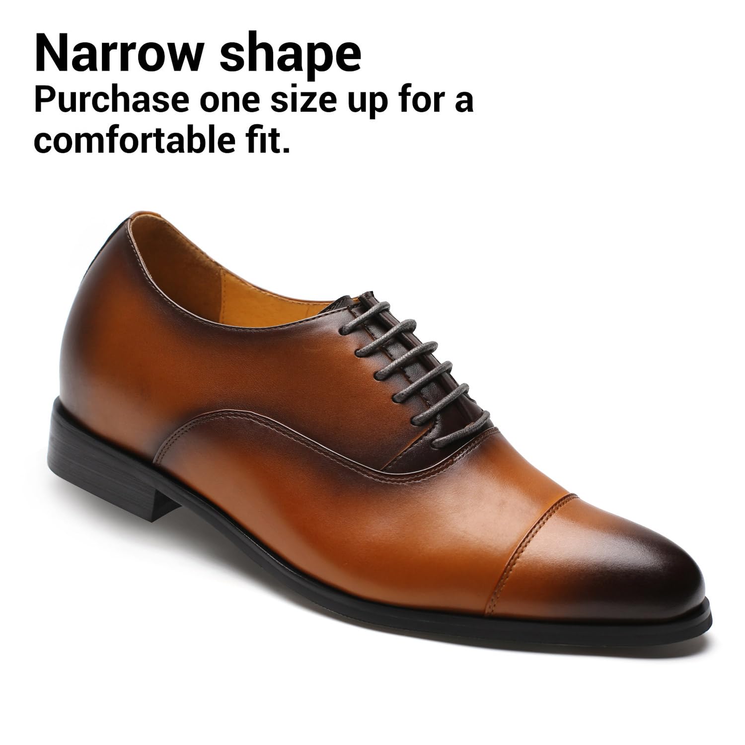 CHAMARIPA Men's Elevator Shoes with Built-in Height Insoles – Breathable Leather Dress Shoes for Men | Anti-Slip, Arch Support & Discreet Height Boost (2-4 Inches) | Perfect for Business, Dating & Formal Occasions