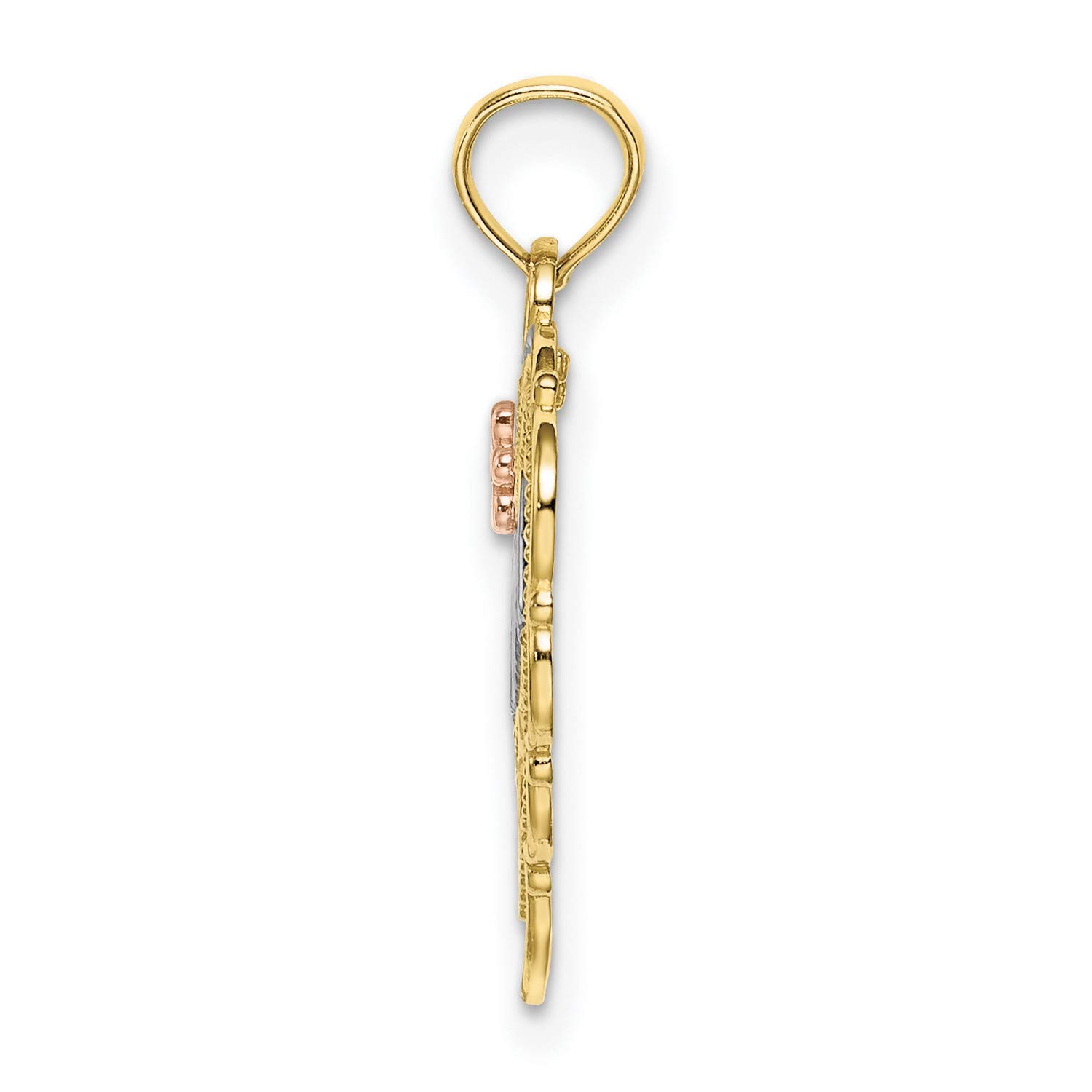 10k Two Tone Gold Heart Flower Charm for Mom - 16mm x 16mm - Perfect for Necklaces, Bracelets & Jewelry Making - Ideal Gift for Mother's Day, Birthday & Special Occasions