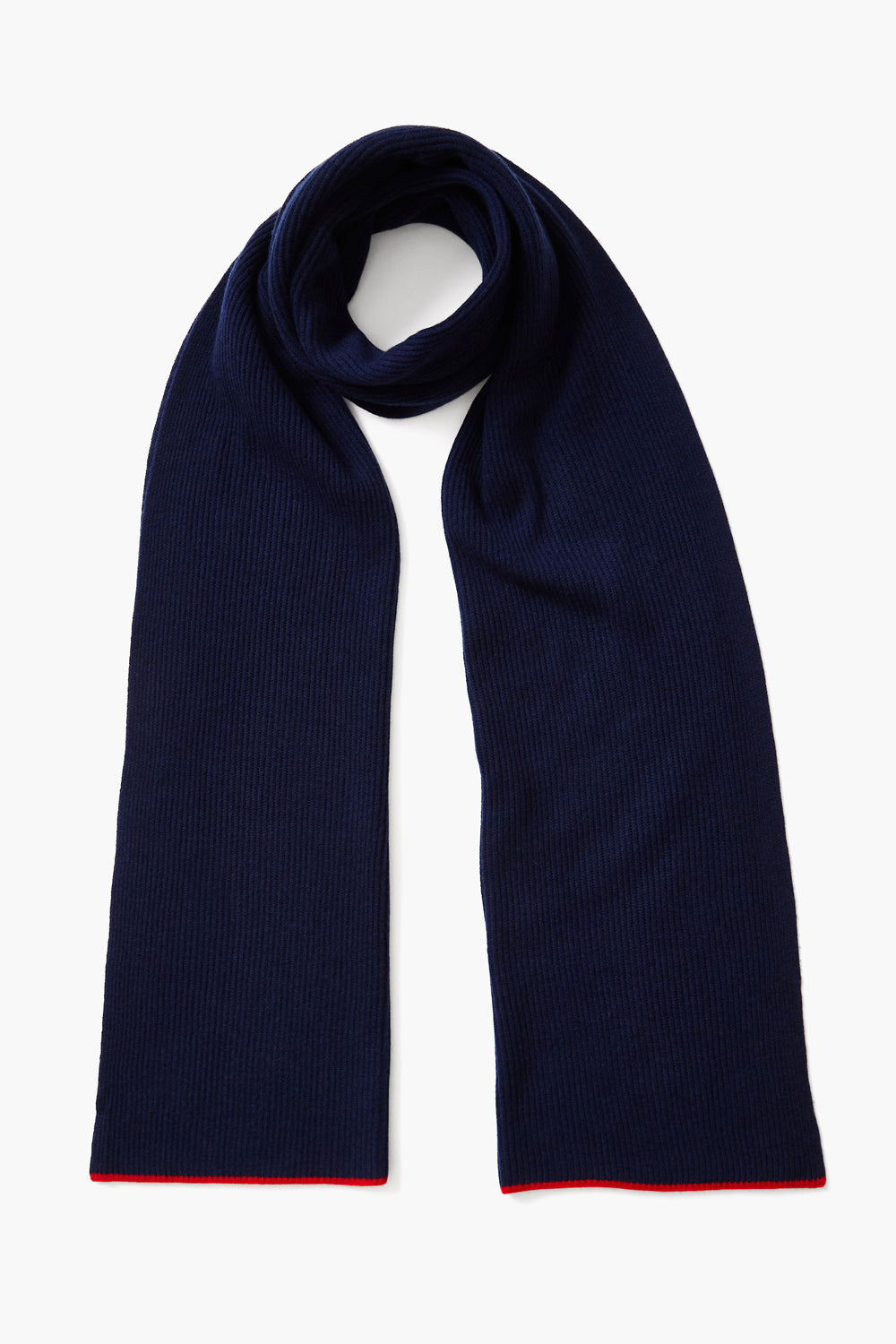 Luxury Cashmere & Wool Blend Scarf - Soft Winter Wrap for Women & Men - Blue & Red Striped Ribbed Design - Perfect for Cold Weather, Office & Outdoor Activities