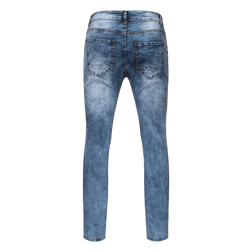 luKADSAS Men's Distressed Long Denim Pants - Fashionable Streetwear Jeans with Ripped Holes & Pencil Fit | Perfect for Casual Wear, Urban Style & Night Out