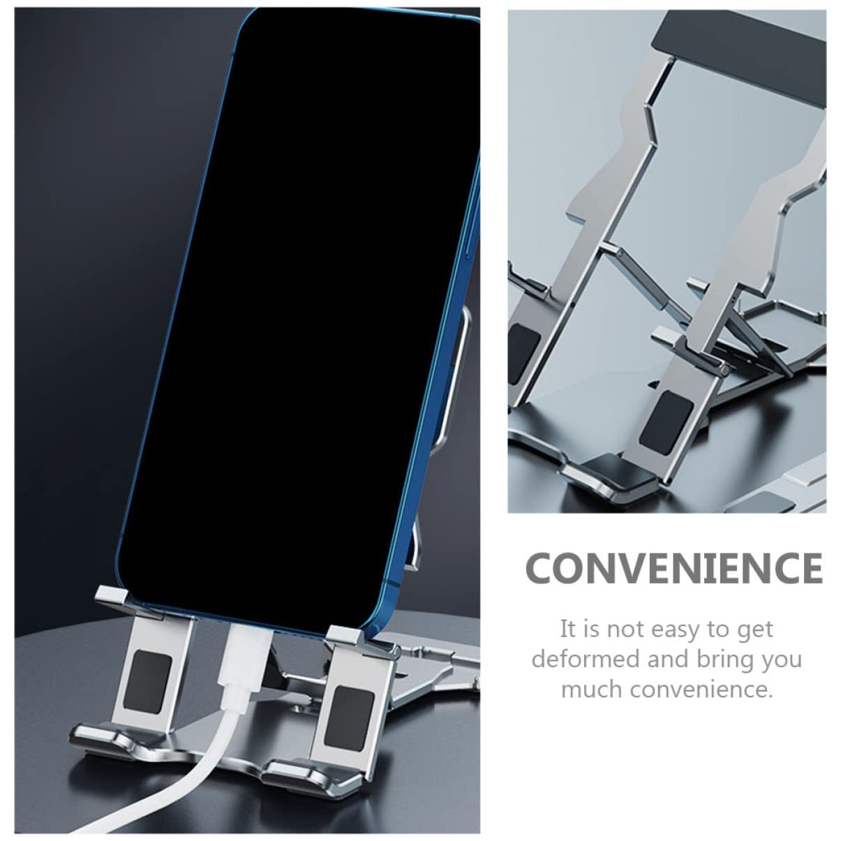 Adjustable Cell Phone Stand & Tablet Holder - Foldable Desktop Phone Stand for iPhone, Samsung, iPad - Perfect for Work, Watching Videos & Video Calls