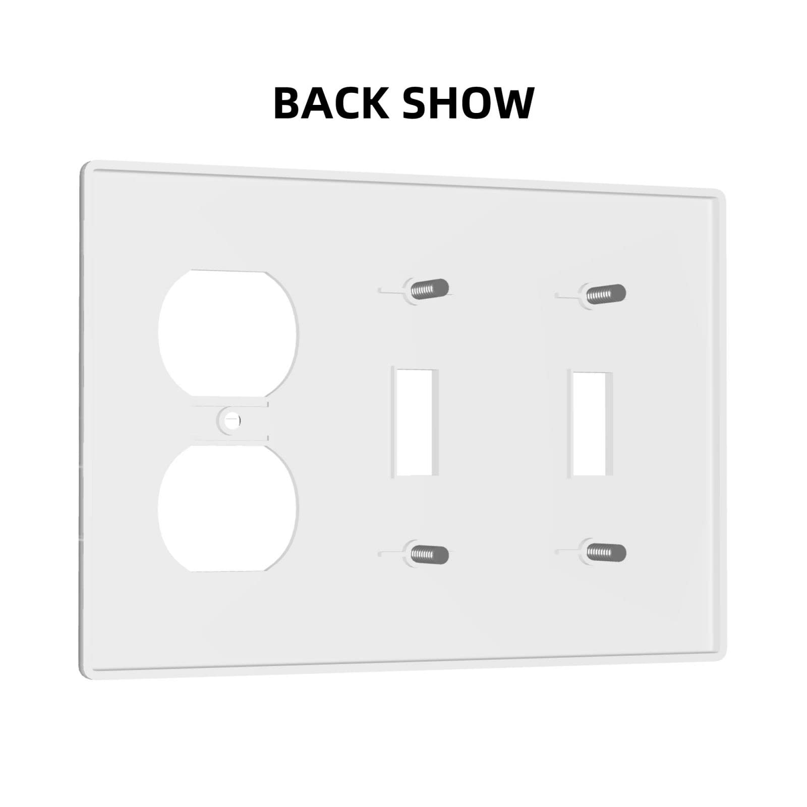 Black Marble Toggle Duplex Outlet Wall Plate - 3 Gang Light Switch Cover with Decorative Texture for Laundry, Living Room, Bathroom & Bedroom - Electrical Receptacle Accessory for Home Decor and Safety