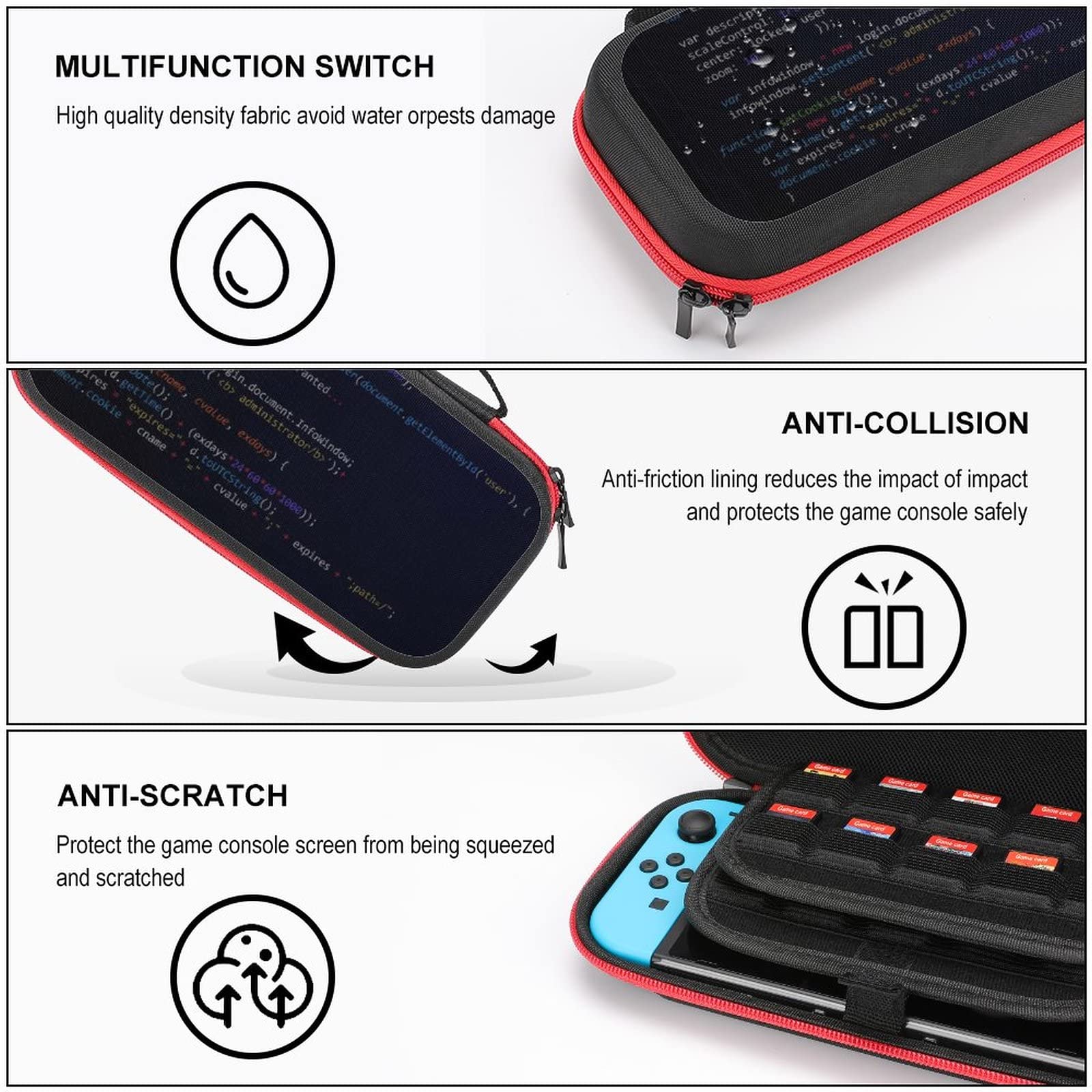 Nintendo Switch Carrying Case with 20 Game Card Slots - Portable Travel Cover for Switch Console & Accessories - Perfect for Gaming on the Go, Travel Protection & Organized Storage
