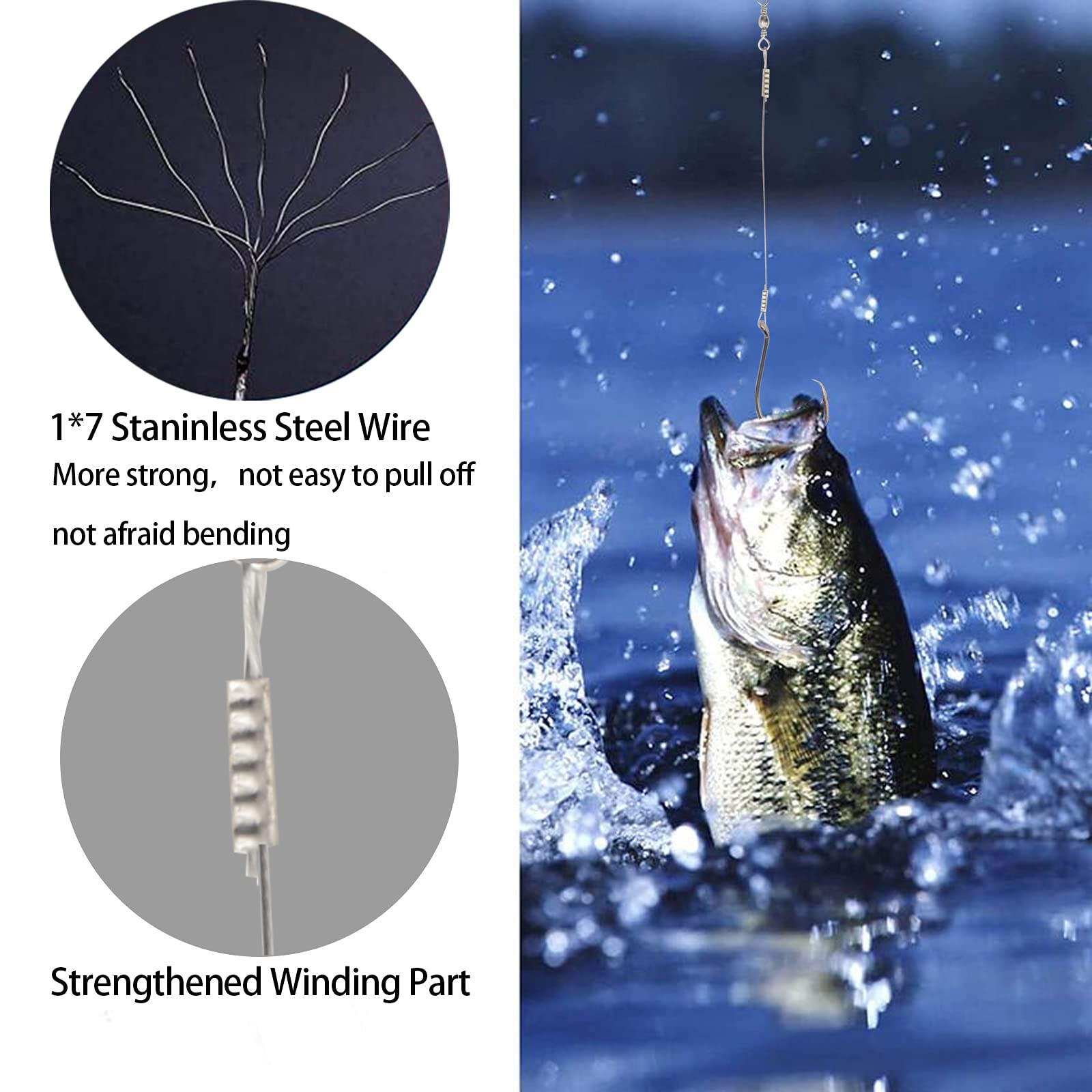 Saltwater Steel Circle Hook Rigs - Octopus Offset Fishing Hooks with Leader Wire for Catfish & Bass | Saltwater & Freshwater Fishing Gear for Surf, Pier & Boat Angling