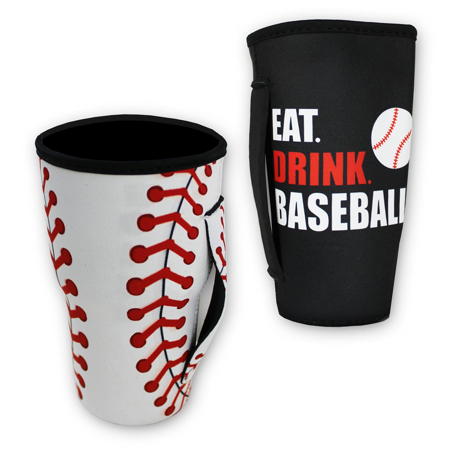 Urbanifi Baseball Reusable Neoprene Insulated Cup Sleeve Holder with Handle - Fits 30oz to 32oz Tumblers - 2 Pack (Perfect for Coffee, Tea & Cold Drinks at Games, Work or Travel)