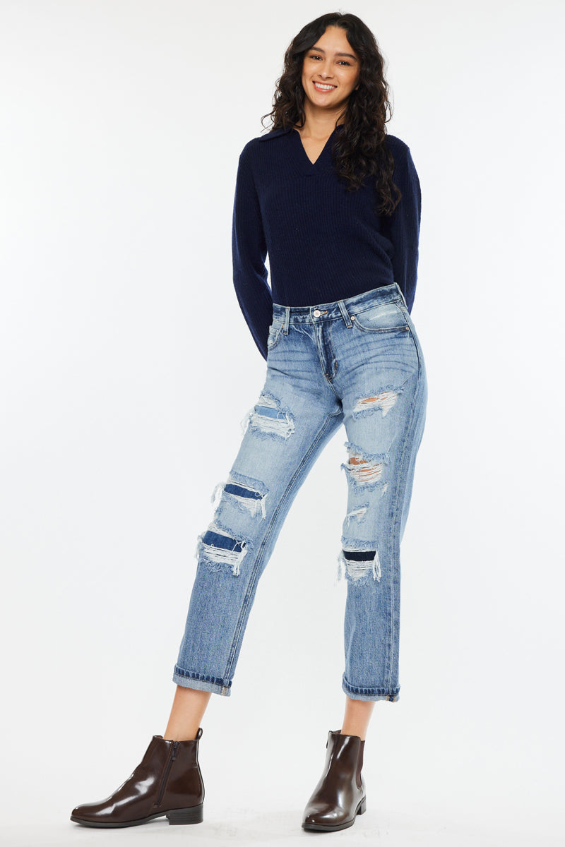 Nicola High Rise Boyfriend Jeans for Women - Comfortable Stretch Denim Pants with Relaxed Fit | Perfect for Casual Outfits, Streetwear & Everyday Wear
