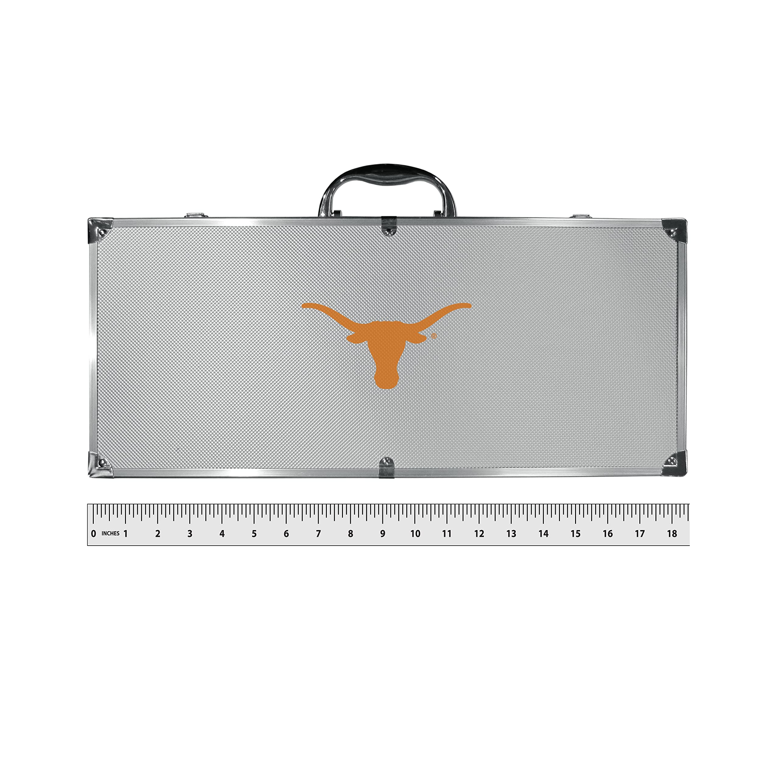 Texas Longhorns 8-Piece Steel Tailgater BBQ Set with Case - NCAA Siskiyou Sports Fan Shop - Perfect for Game Day Grilling, Tailgating & Outdoor Parties (Gray)