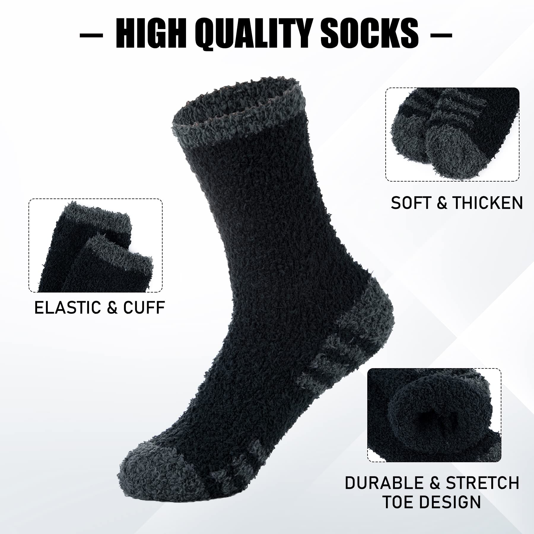 Zando Men's Fuzzy Slippers - Cozy Fluffy Winter Socks for Men, Soft Cabin Stockings & Comfy Sleep Boot Socks - Perfect for Home, Lounging & Cold Weather Comfort