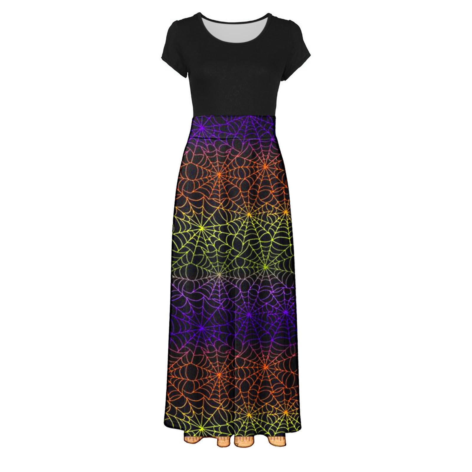 Vintage Style Women's Halloween Dress - Short Sleeve Printed A-Line Party Dress for Women | Halloween Costume, Cosplay, Themed Parties & Special Occasions