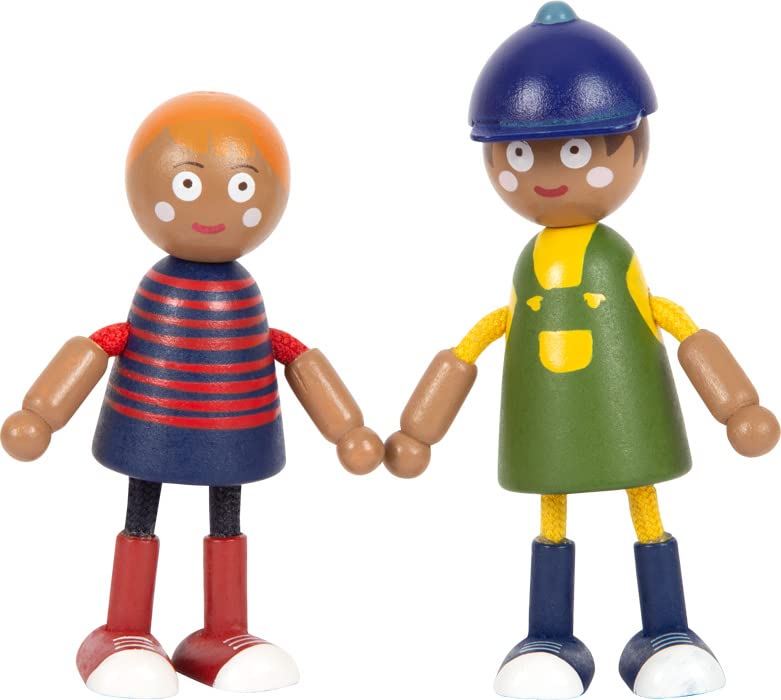 Flexible Wooden Dolls with Wheelchair - Small Foot Familia 6-Piece Set, Various Ages, Genders & Skin Tones (12396) - Perfect for Inclusive Play, Preschool Education & Special Needs Therapy