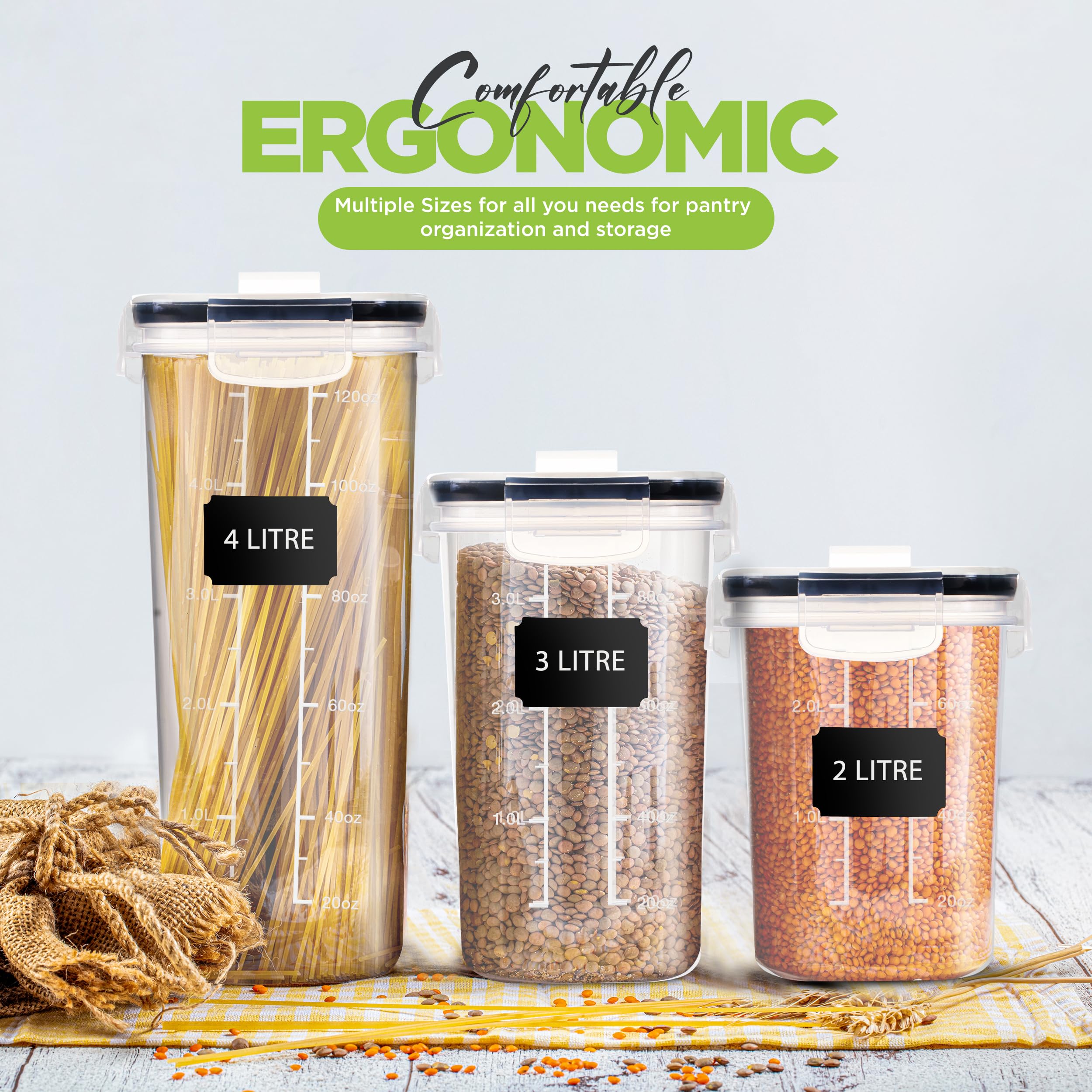 Utopia Kitchen 2-Pack 2 Liter Airtight Cereal Storage Containers with Dispenser - Clear Plastic Food Pantry Organizers for Cereal, Rice, Pasta, Snacks & Dry Goods - Perfect for Kitchen, Pantry Organization & Bulk Food Storage