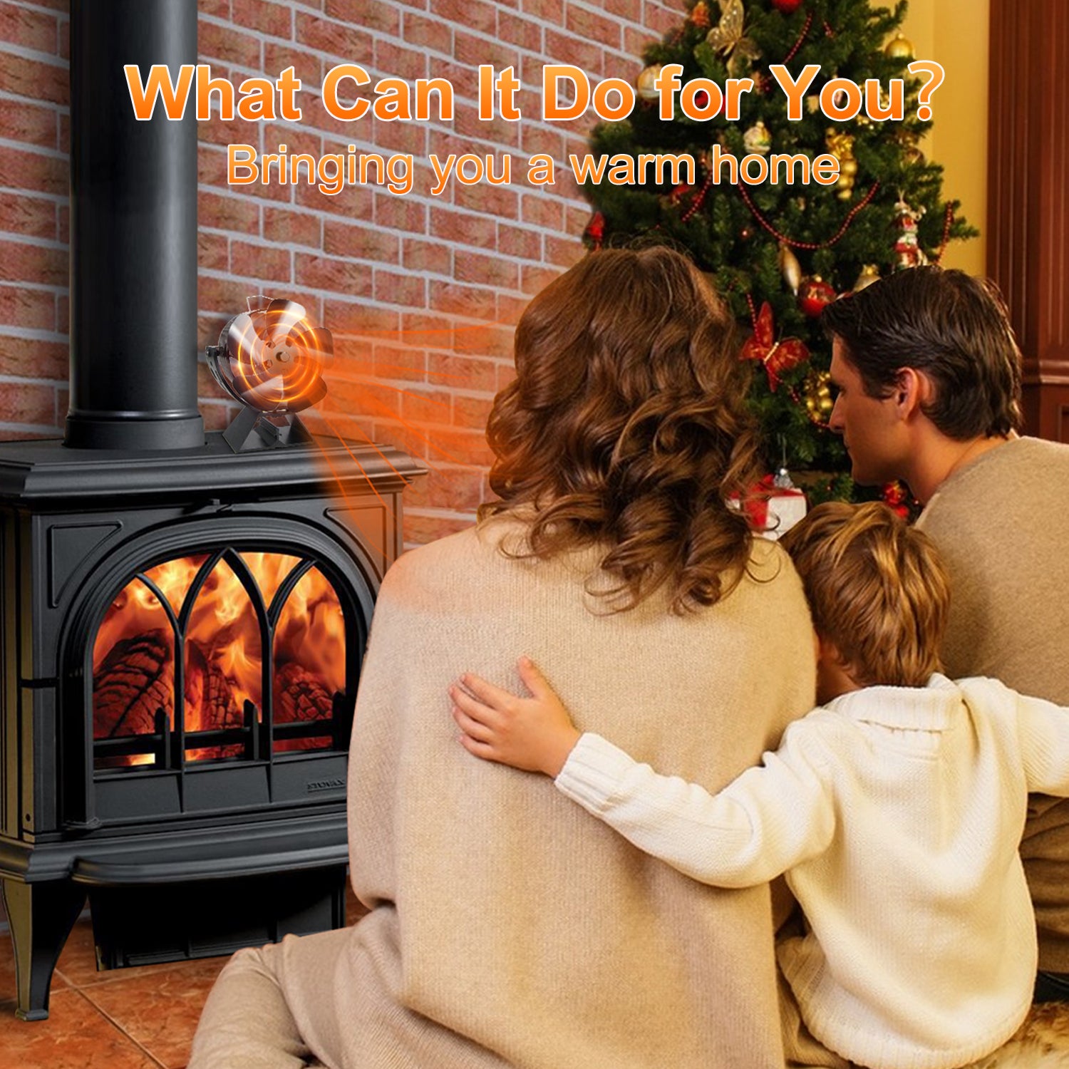 VODA 5-Blade Heat Powered Wood Stove Fan with 180° Adjustable Rotation - Efficient Fireplace Heating for Home, Cabin & RV Use