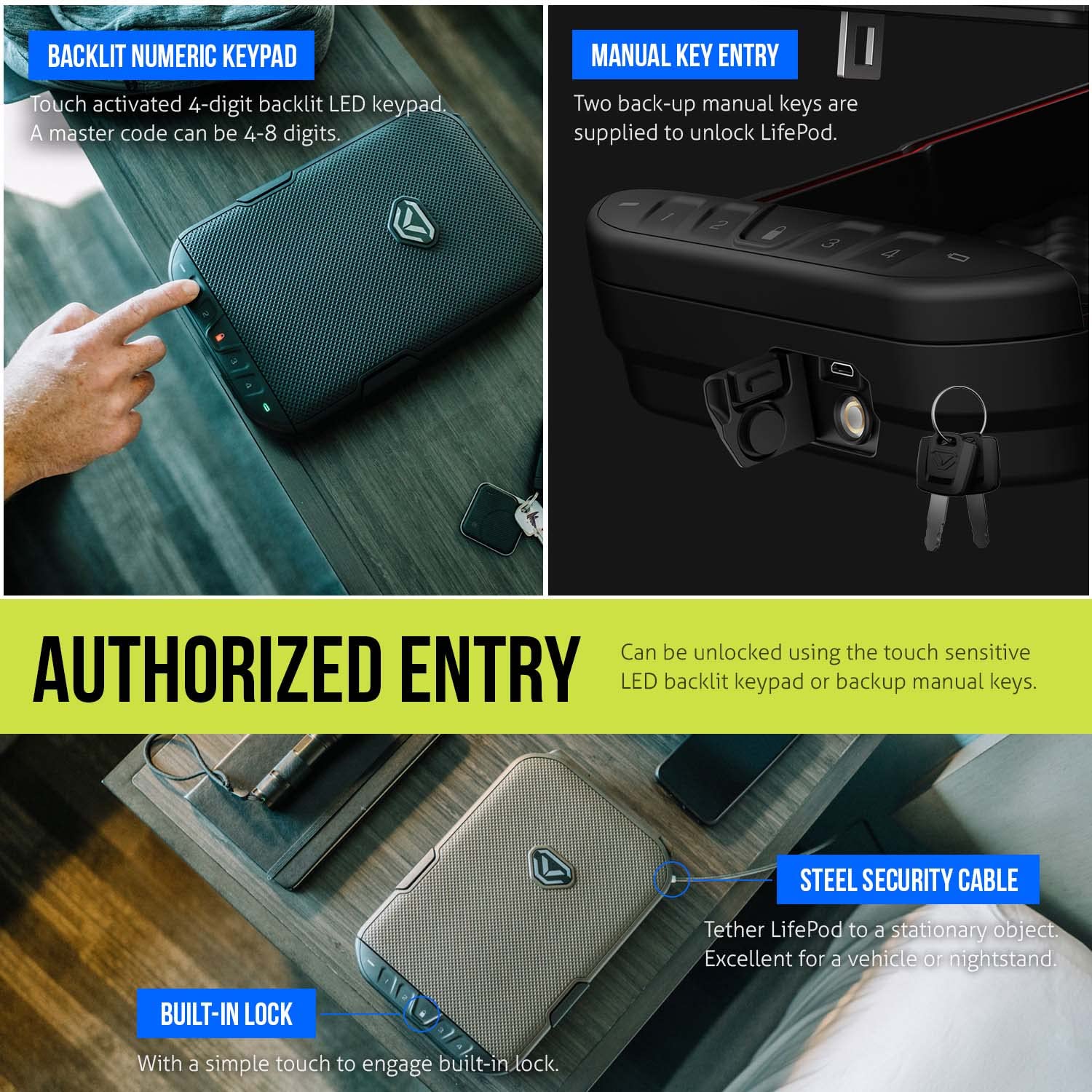 VAULTEK LifePod Secure Waterproof Travel Case - Electronic Lock Box with Backlit Keypad | Portable Handgun Safe & Travel Organizer | Rugged Protection for Valuables, Documents & Firearms | Perfect for Travel, Home Security & Outdoor Adventures (Spartan Flag)