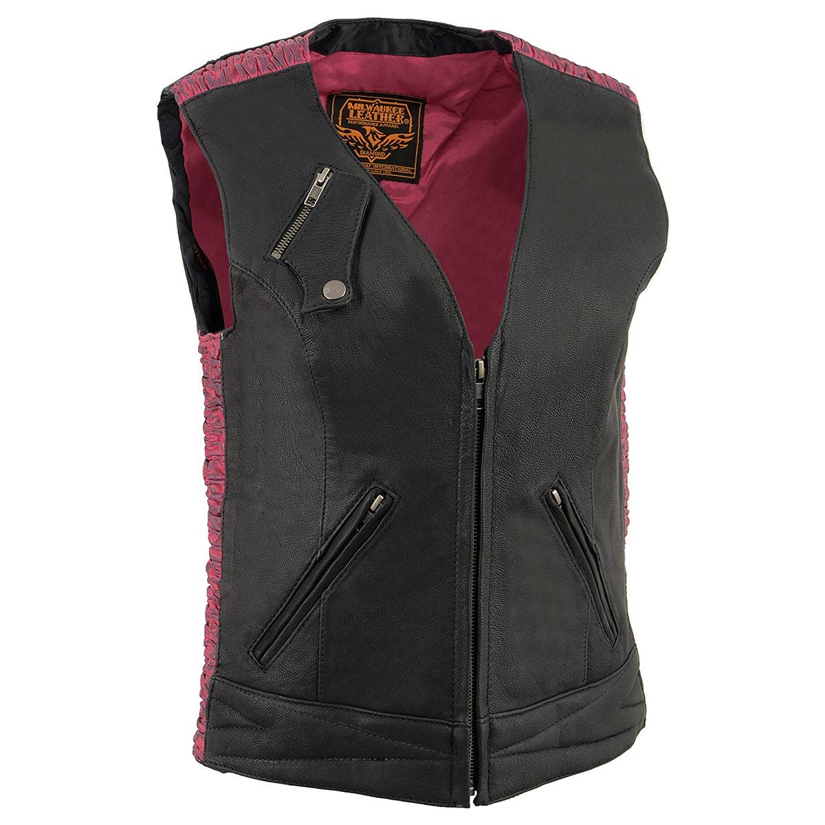 Milwaukee Leather Women's Lightweight Snap Front Vest with Crinkle Detailing - Stylish Layering Piece for Fall & Spring Outfits | Perfect for Casual Wear, Outdoor Activities and Fashion Ensembles