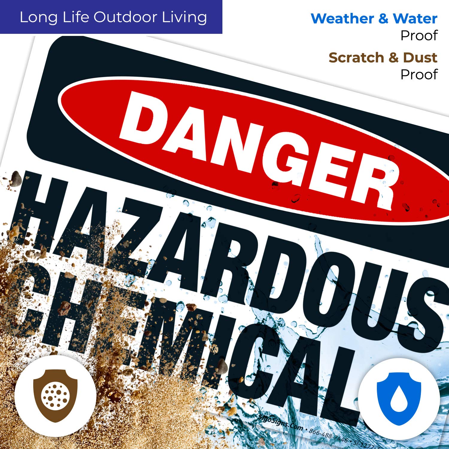 Danger Hazardous Chemicals Sign - OSHA Approved 10x7 Inches Rust-Free .040 Aluminum Sign - Fade Resistant for Indoor & Outdoor Use - Made in USA - Perfect for Warehouses, Labs & Industrial Safety