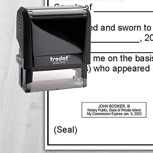Rhode Island Personalized Rectangular Self-Inking Notary Stamp - Custom State Notary Seal | Meets RI Government Requirements | Perfect for Legal Documents, Contracts & Notarizations