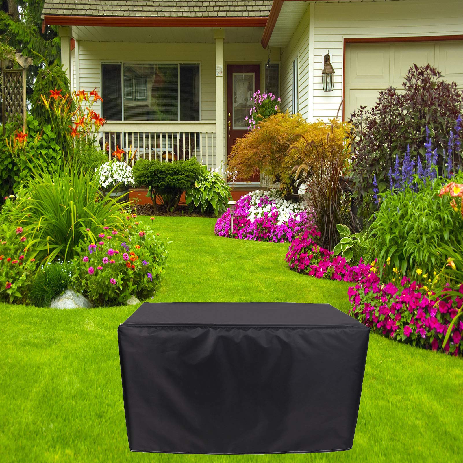 Waterproof 420D Heavy Duty Garden Furniture Cover 140x104x28in - Windproof, UV Resistant Patio Set Cover for Outdoor Table & Cube Furniture - Perfect for Backyard, Deck, and Poolside Protection