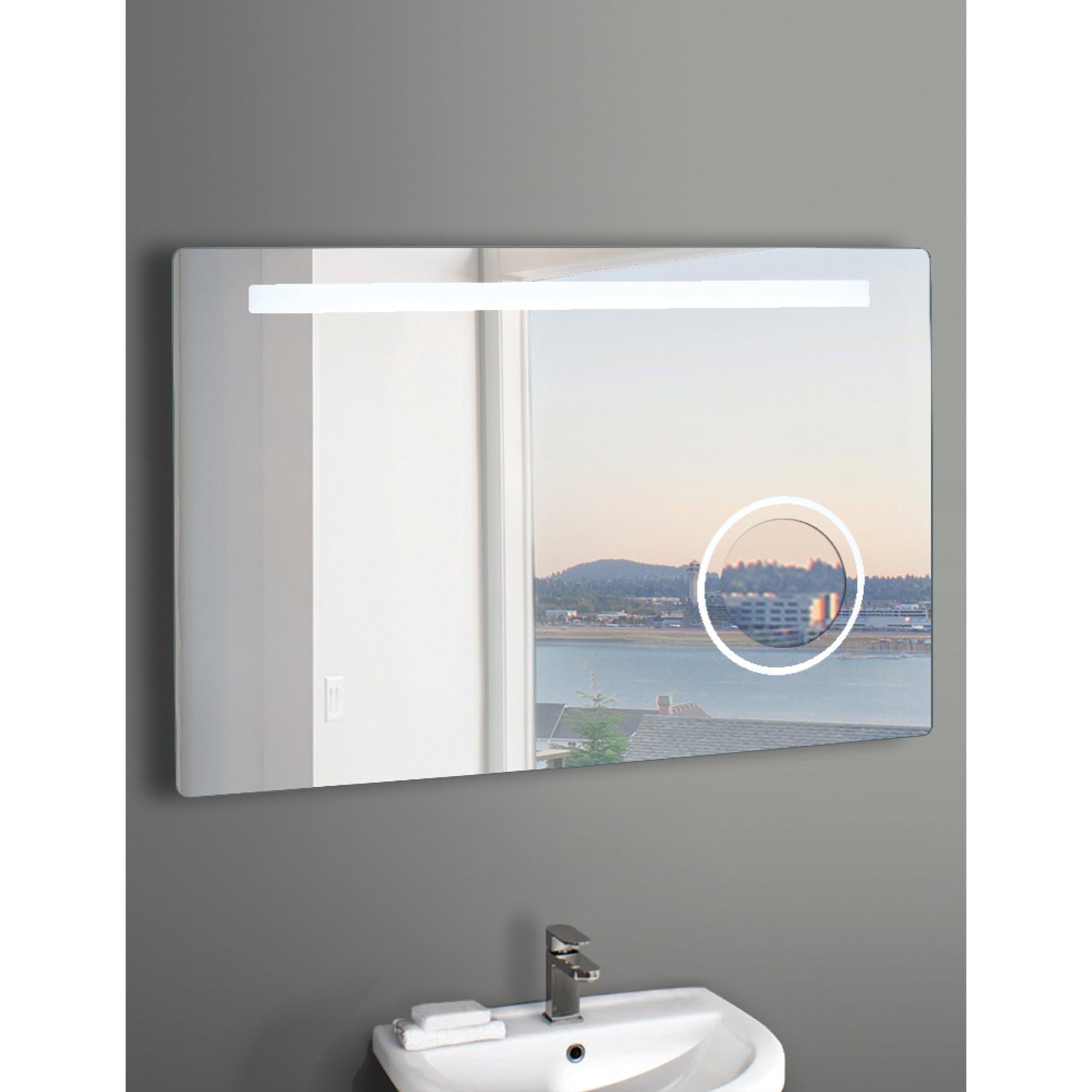 WarmlyYours 36 x 24 Inch LED Bathroom Vanity Mirror with Lights - Frameless Wall Mounted Makeup Mirror for Bathroom & Bedroom Decor - Perfect for Shaving, Makeup Application and Home Vanity Lighting