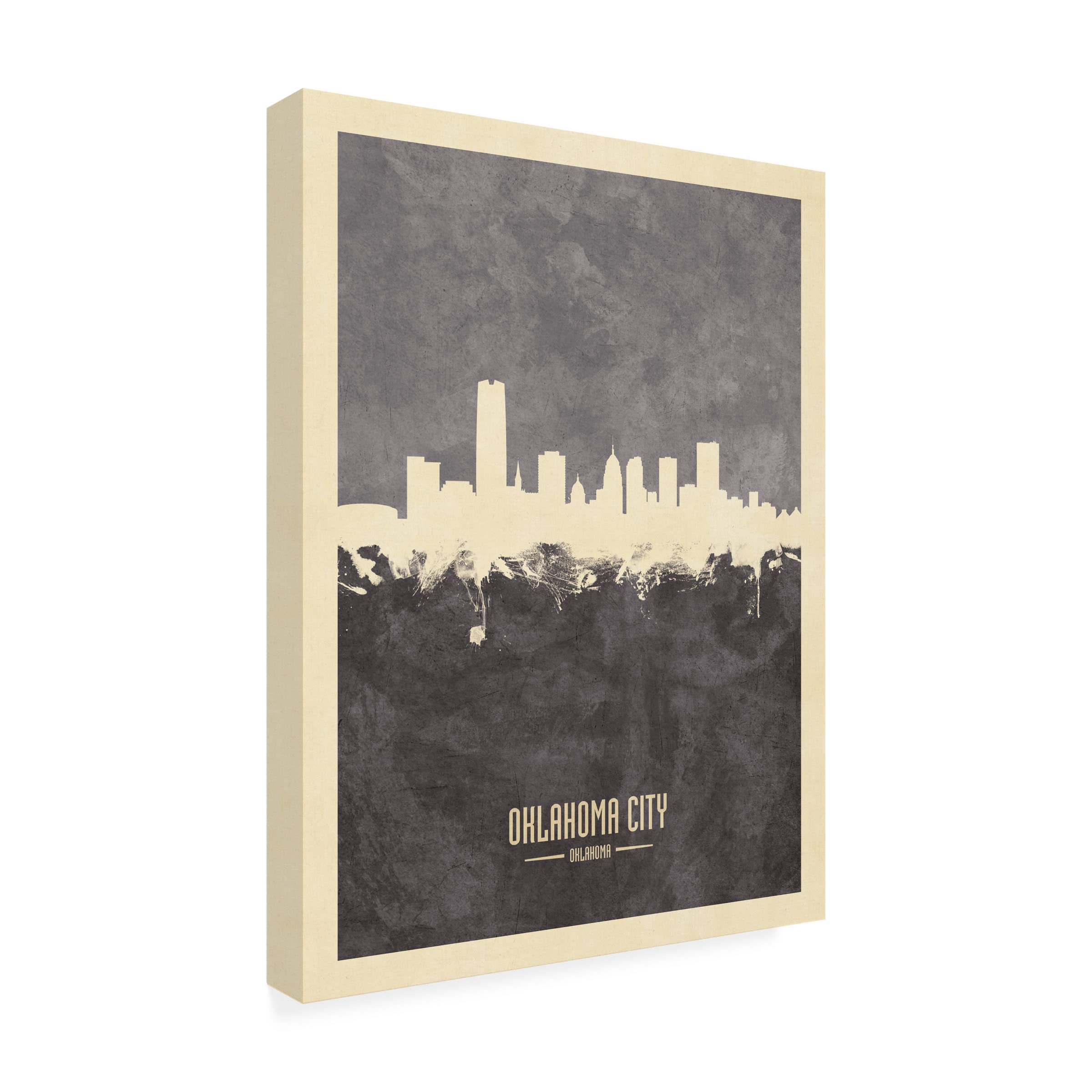Michael Tompsett Oklahoma City Skyline Gray Canvas Wall Art Print - Modern Cityscape Painting for Home & Office Decor